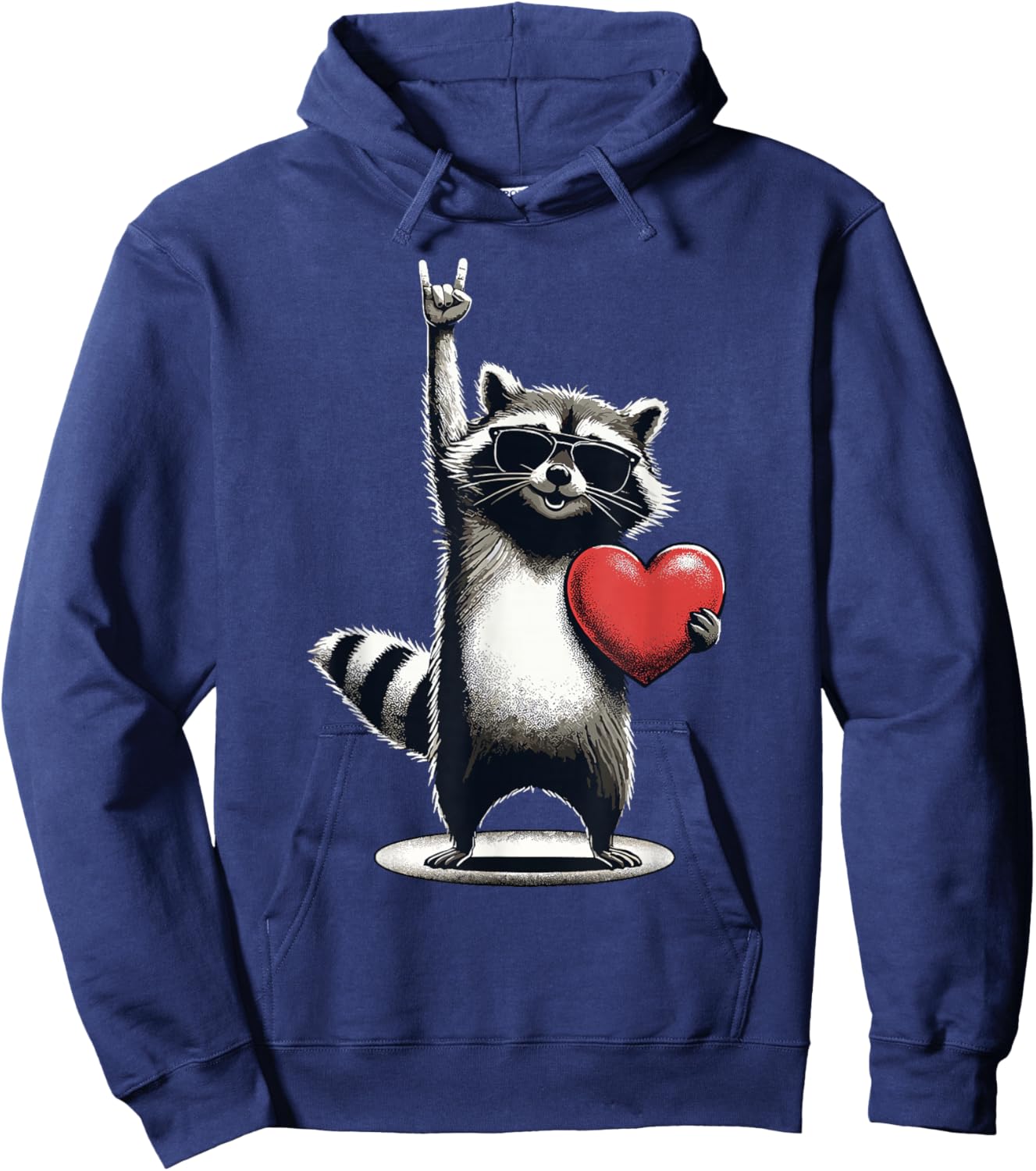 Funny Raccoon Rock On Men Women Kids St. Valentine's Day Hoodie - Hoodie | Navy