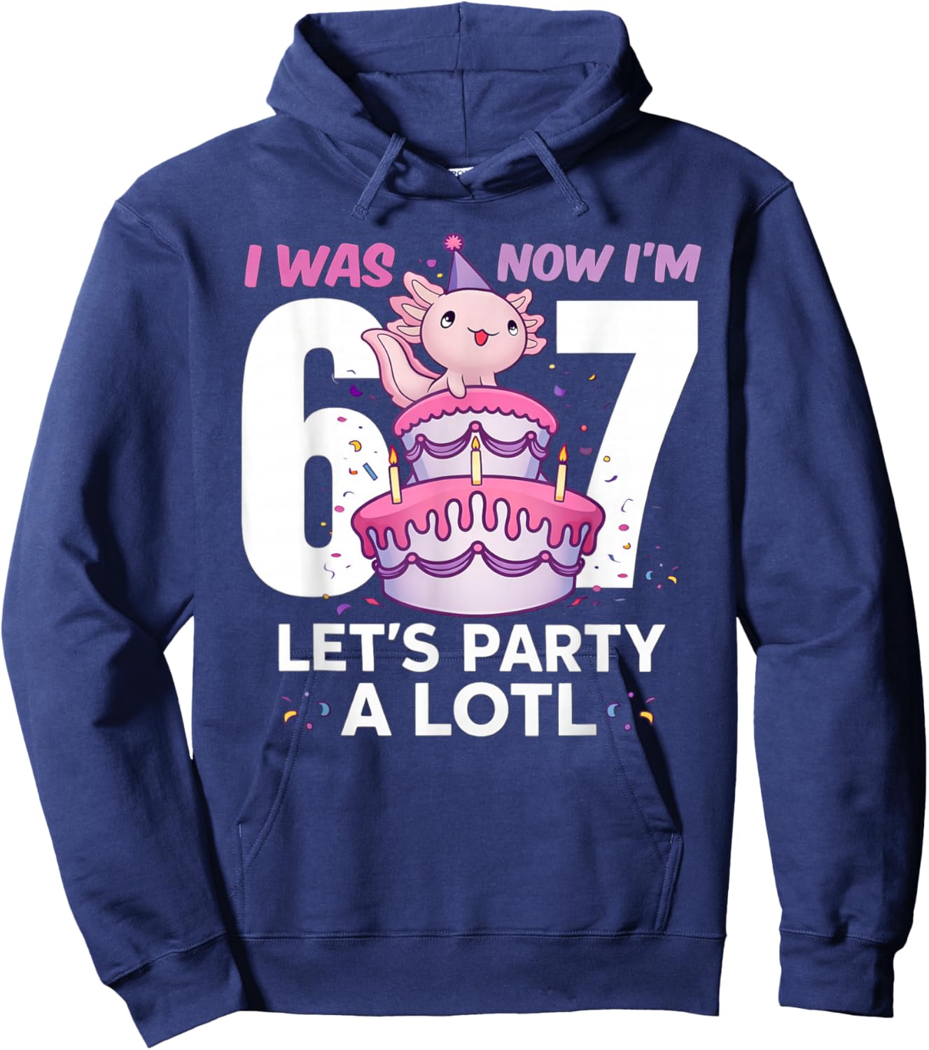 I was Six Now I'm Seven Cute Axolotl 7th Birthday 6 7 Kids Hoodie - Hoodie | Navy
