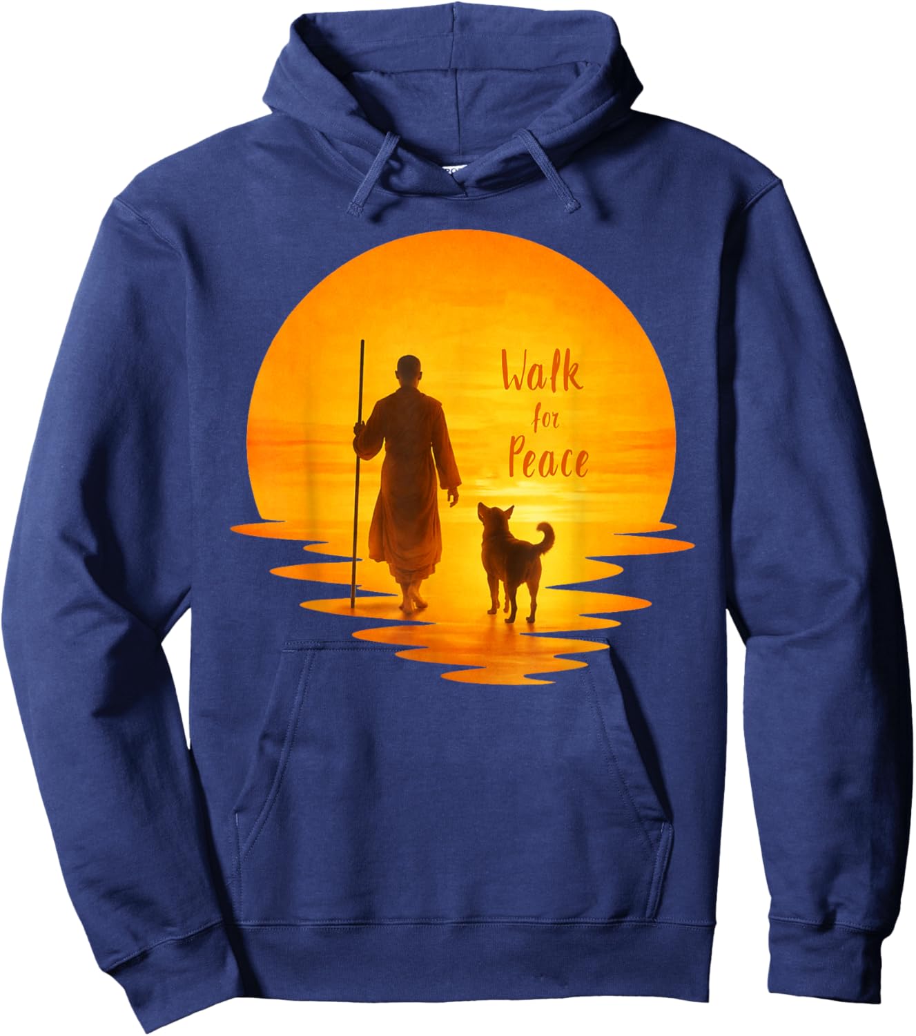 Walk for Peace Monk and Faithful Dog Pilgrimage Art Hoodie - Hoodie | Navy