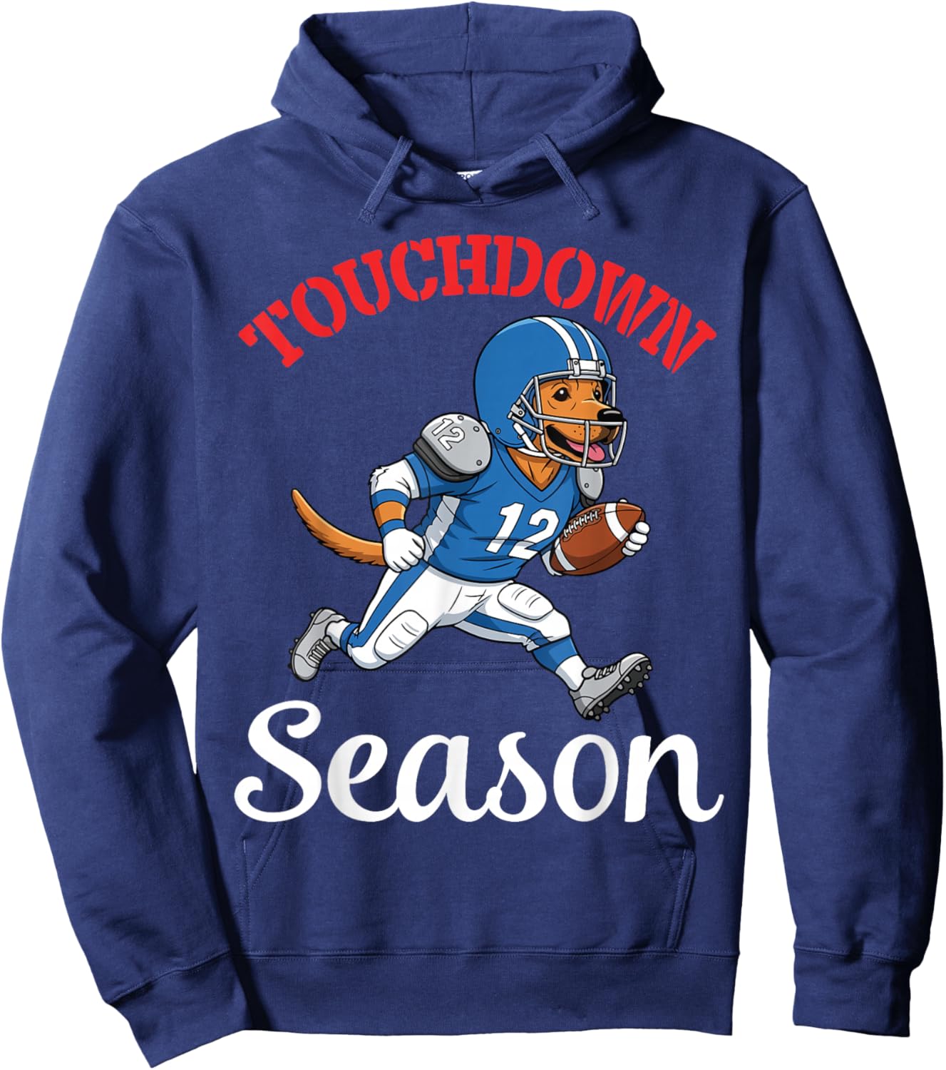 Labrador Retriever Dog Play Football Touchdown Season Player Hoodie - Hoodie | Navy