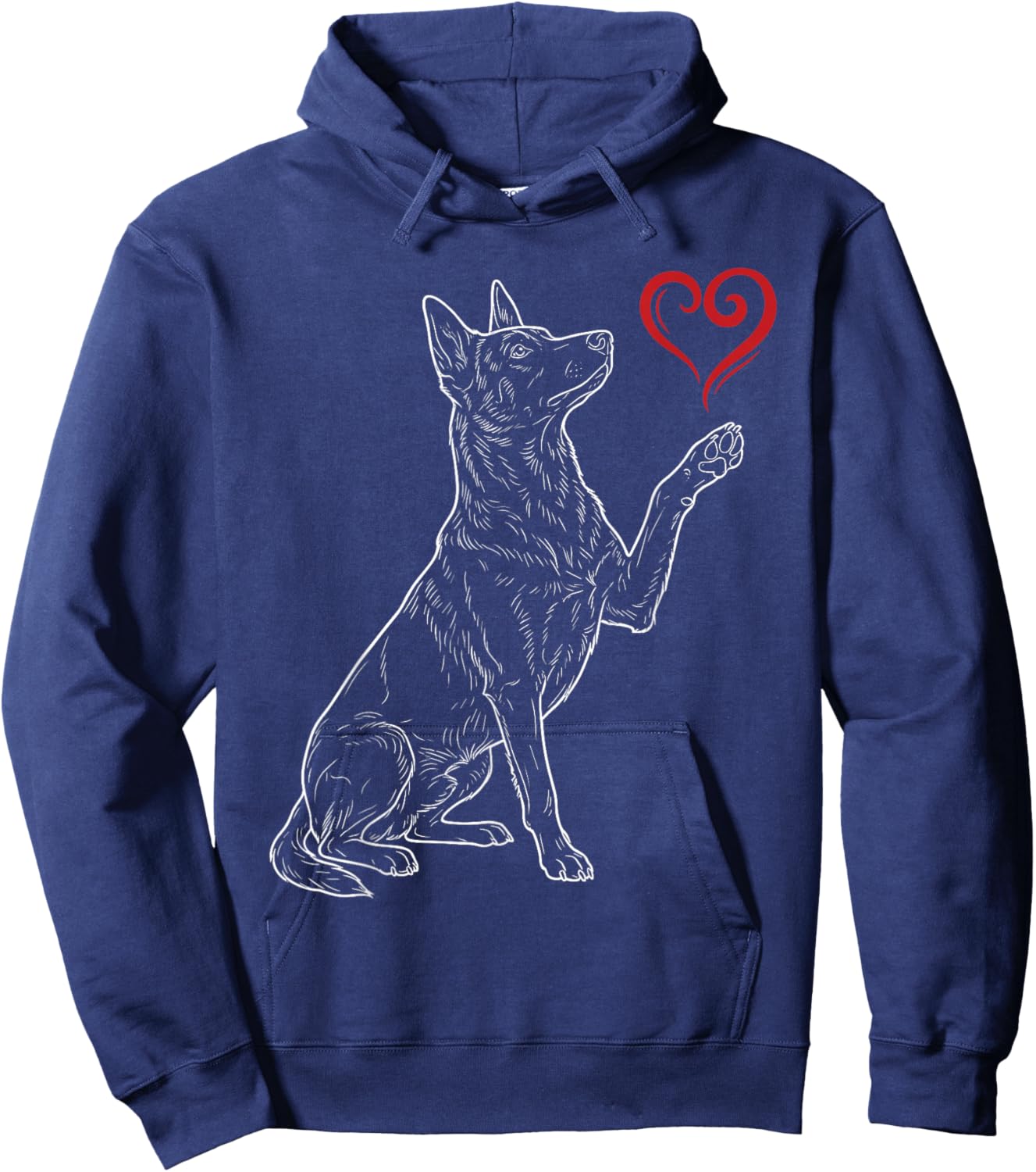 Belgian Malinois Lover Dog Art Holding Heart Valentines Hoodie - Hoodie | Navy
