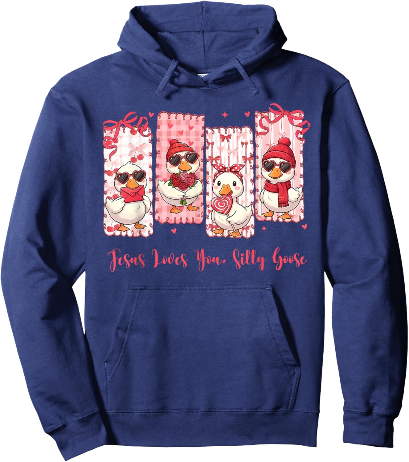 Just A Lovely Goose Cute Silly Goose Valentine's Day Hoodie - Hoodie | Navy