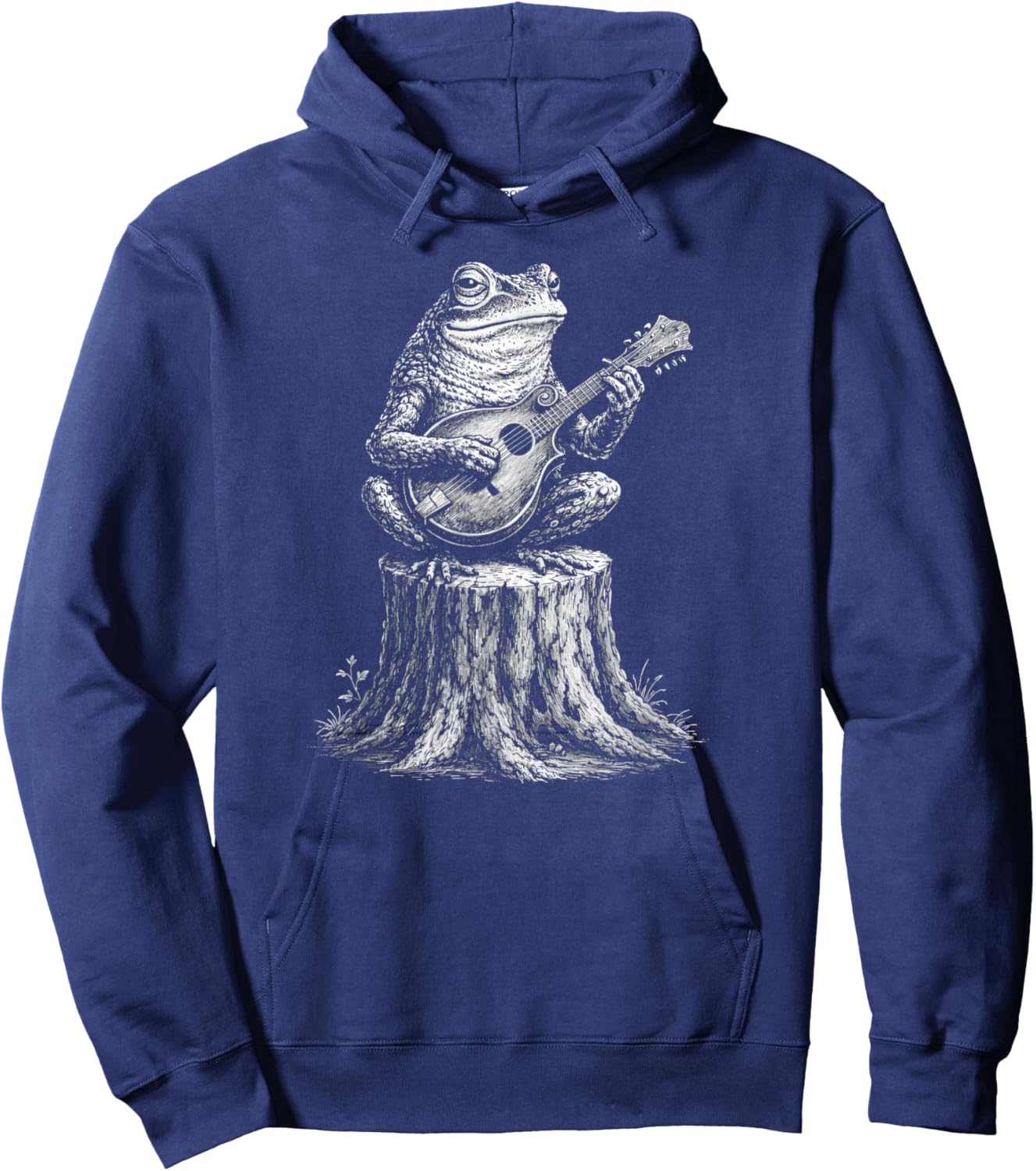 Frog Playing Mandolin Bluegrass Folk Art Americana Design Hoodie - Hoodie | Navy