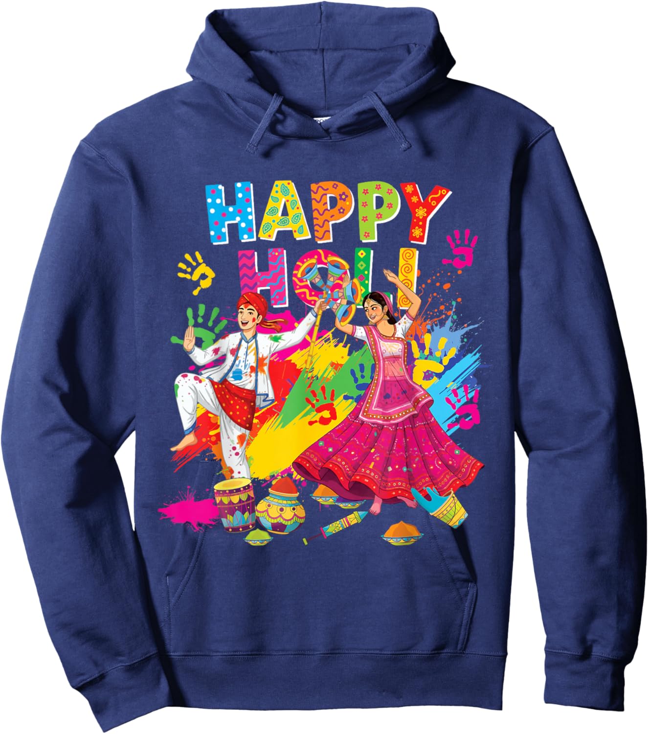 Happy Holi Hindu Spring Holi Festival of Colors India Indian Hoodie - Hoodie | Navy