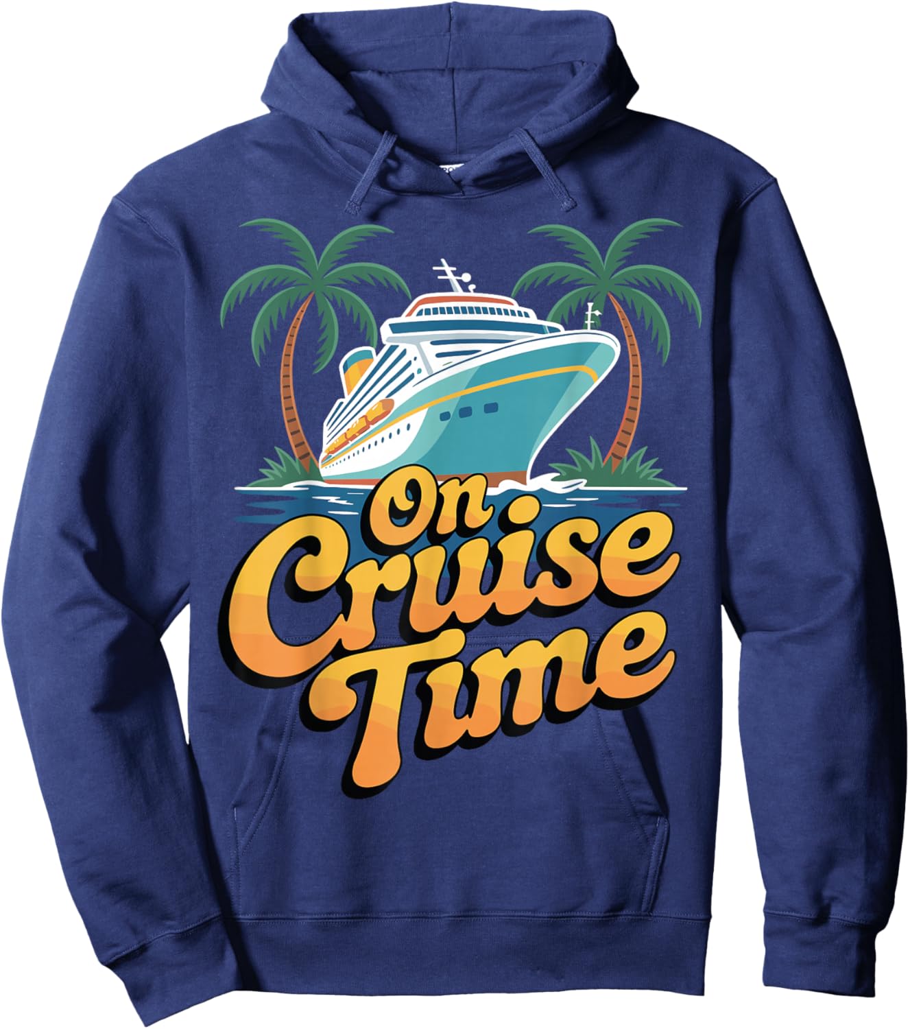 Retro Cruise Time Summer Travel Beach Adventure Ocean Relax Hoodie - Hoodie | Navy
