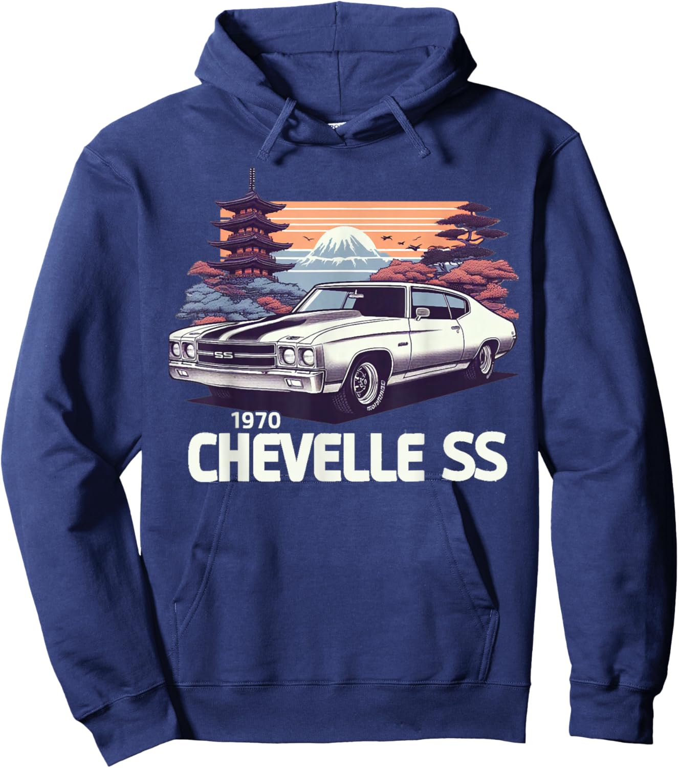 Vintage 1970 Chevelle 70 Classic American Muscle Car Hot Rod Hoodie - Hoodie | Navy