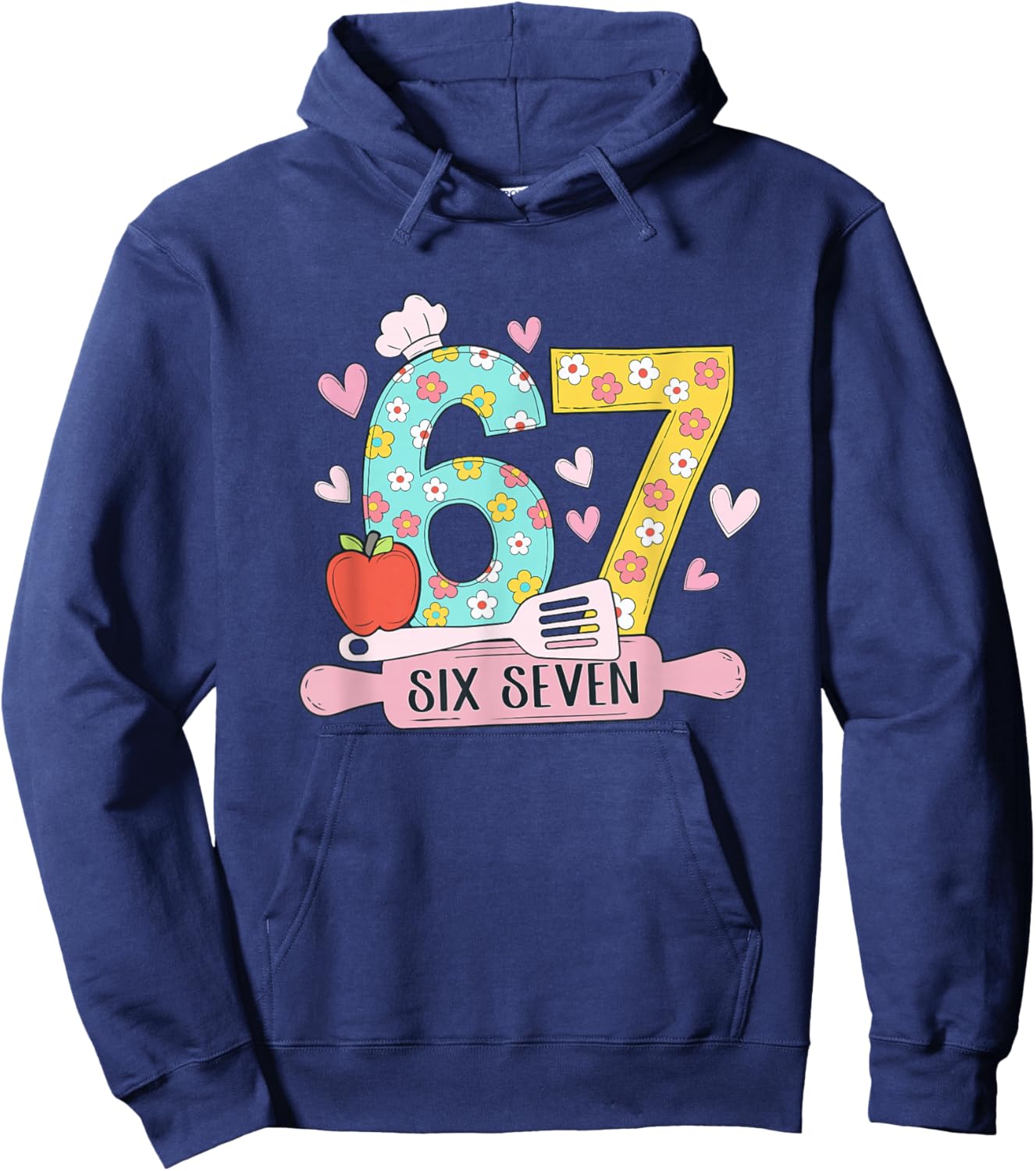 67 Shirt for Lunch Lady 67 Meme Cafeteria Staff Six Seven Hoodie - Hoodie | Navy