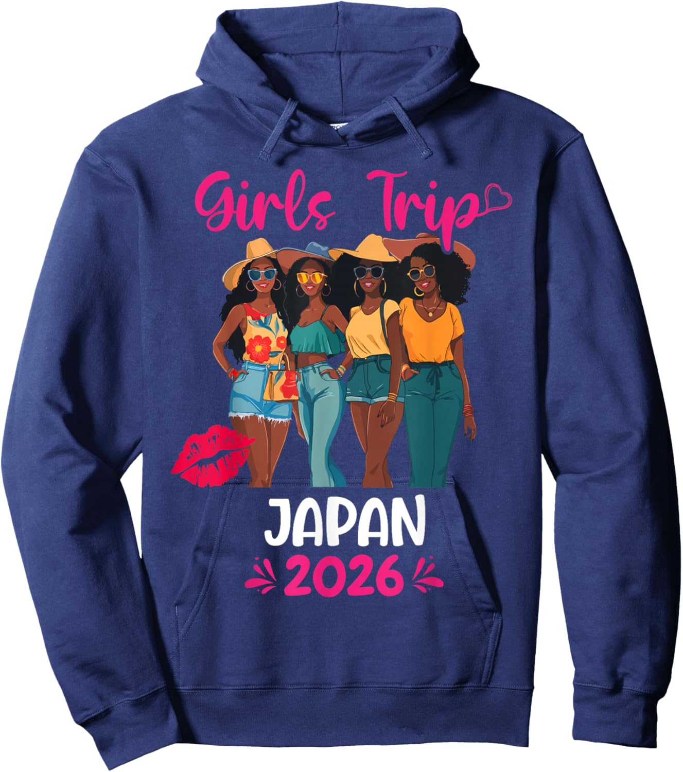 Black Girls Trip Japan 2026 Vacation Matching Hoodie - Hoodie | Navy