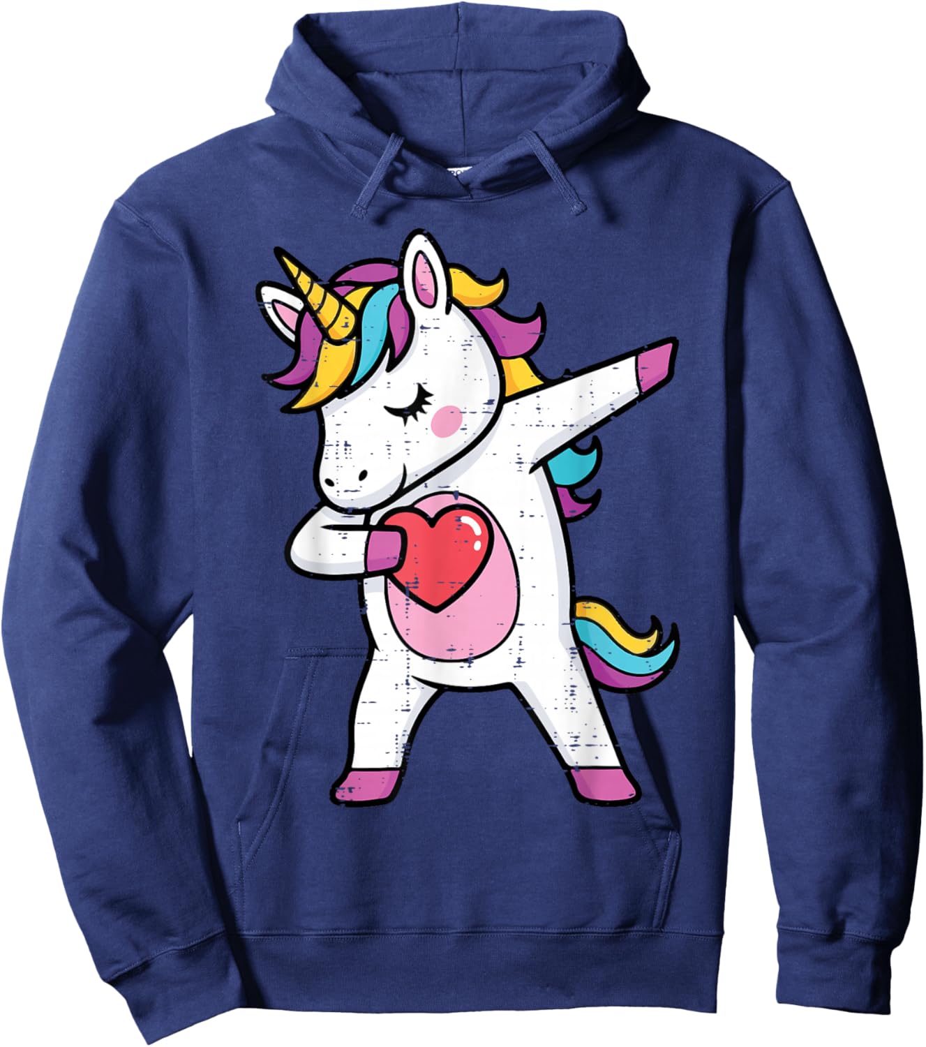 Valentines Day Dabbing Unicorn Heart Girls Kid Toddler Women Hoodie - Hoodie | Navy