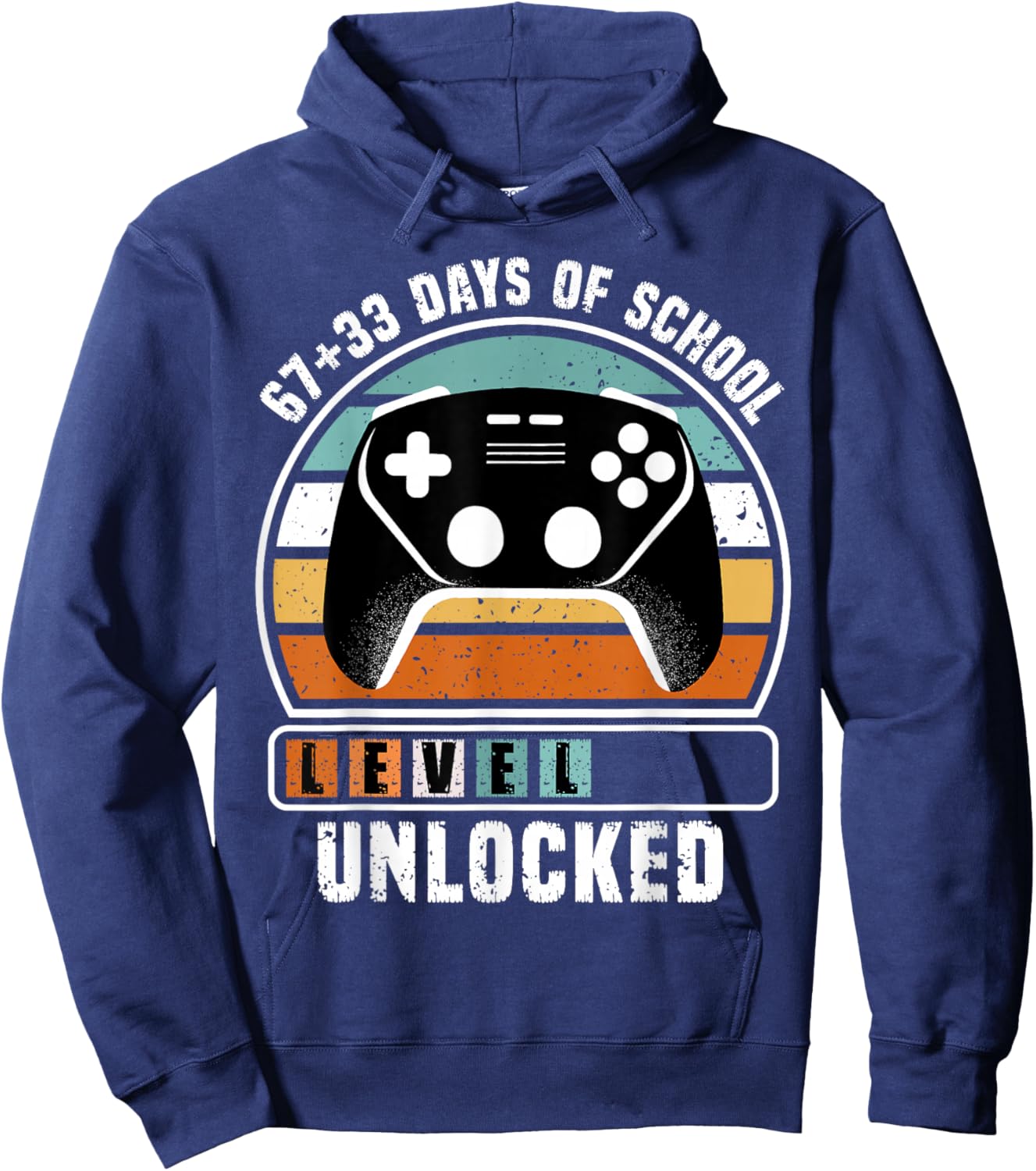Funny 100 Days of School 67+33 Level Unlocked Gamers Boys Hoodie - Hoodie | Navy