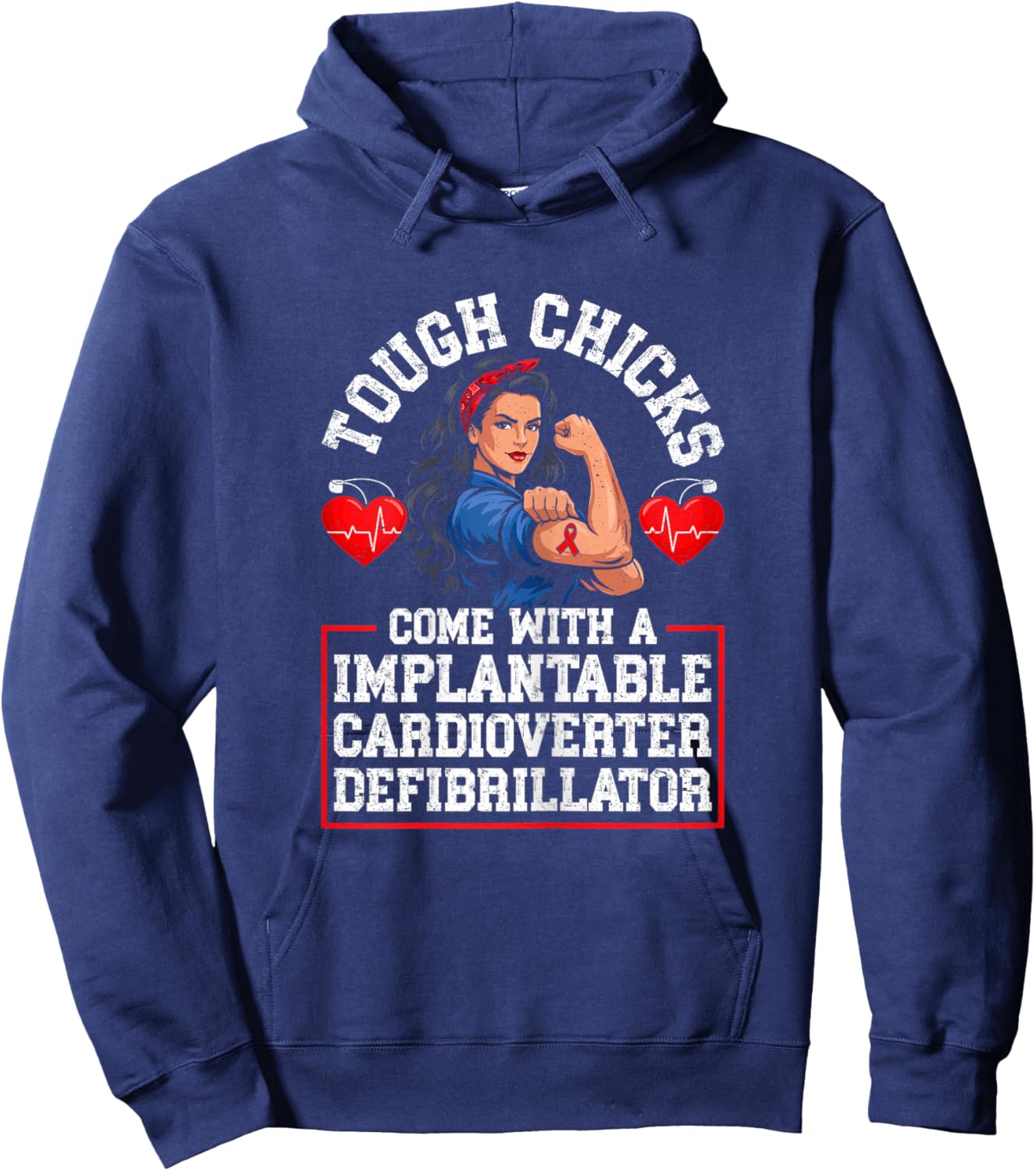 Heart Disease Warrior Implantable Cardioverter Defibrillator Hoodie - Hoodie | Navy