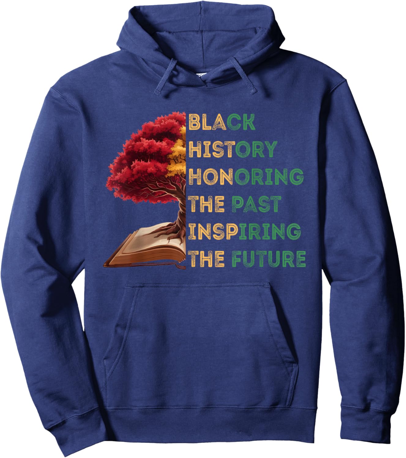 Honoring Past Inspiring Future Black History Month Tree Book Hoodie - Hoodie | Navy
