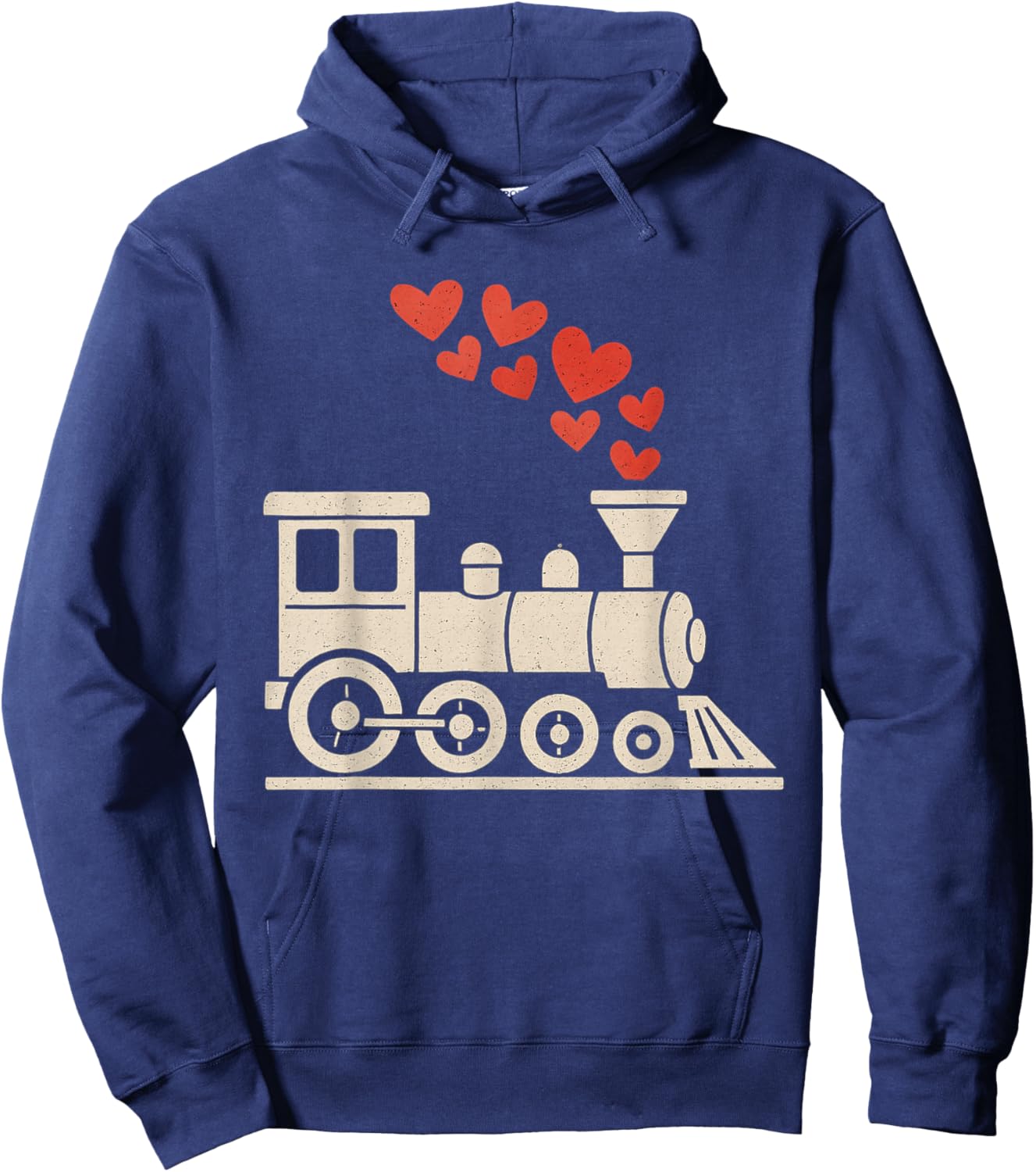 Kids Train Hearts Valentines Day Cute V Day Pajama Boys Kids Hoodie - Hoodie | Navy