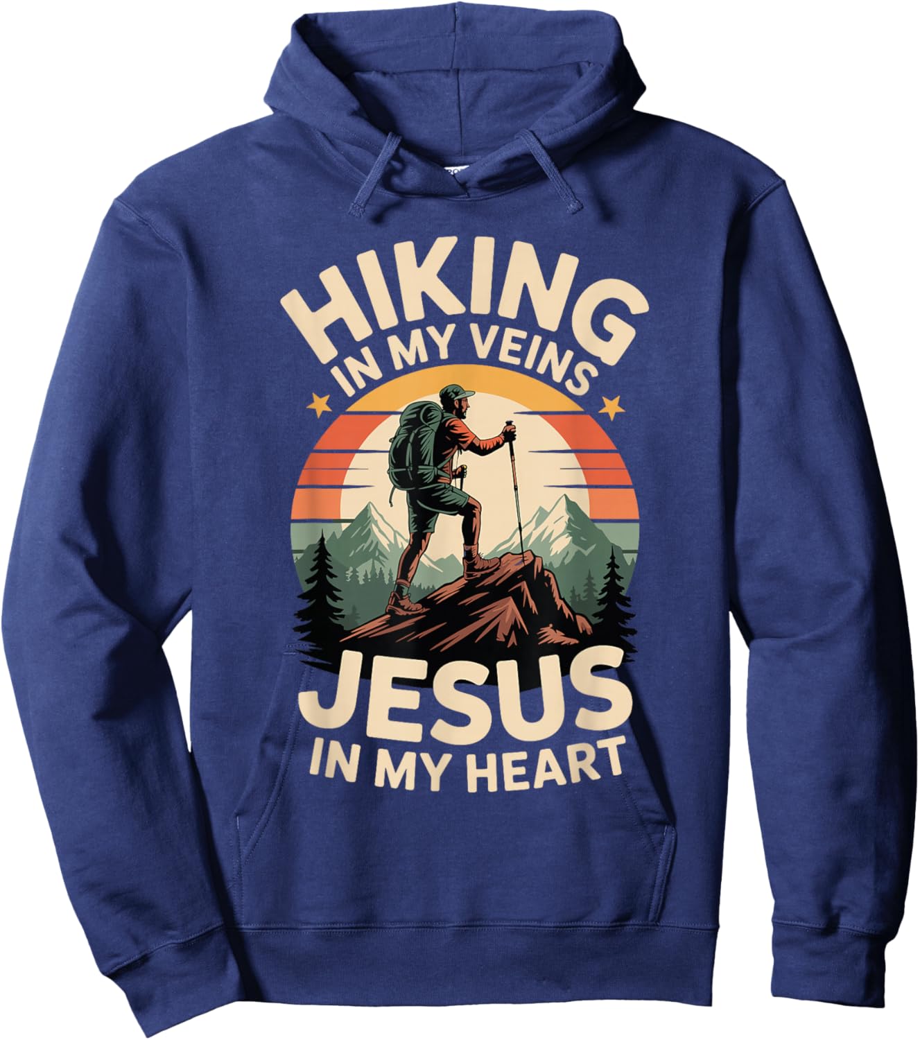 Hiking in My Veins Jesus in My Heart Faith Outdoors Hoodie - Hoodie | Navy