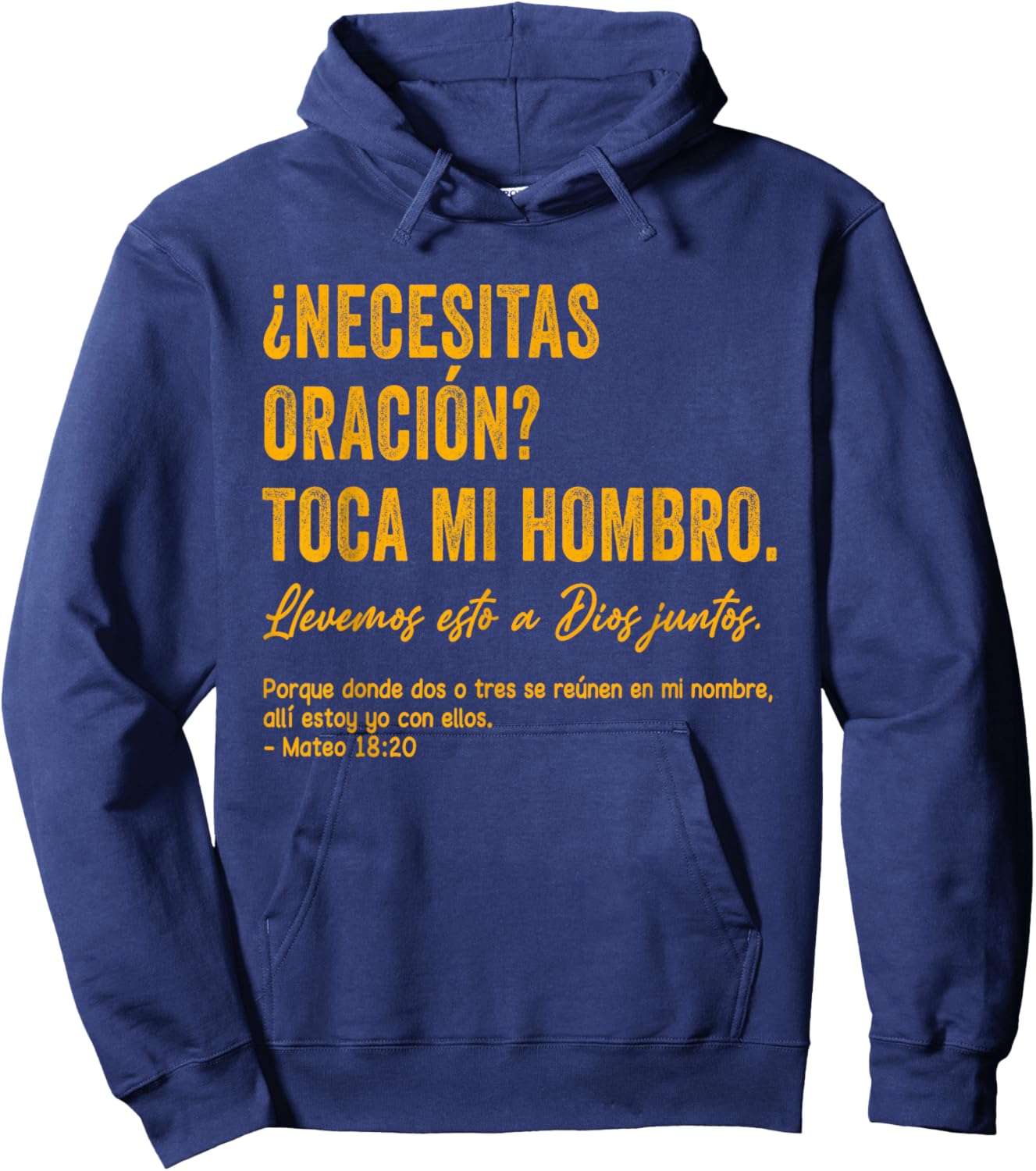 ¿Necesitas oración? Toca mi Hombro Christian Spanish Verse Hoodie - Hoodie | Navy