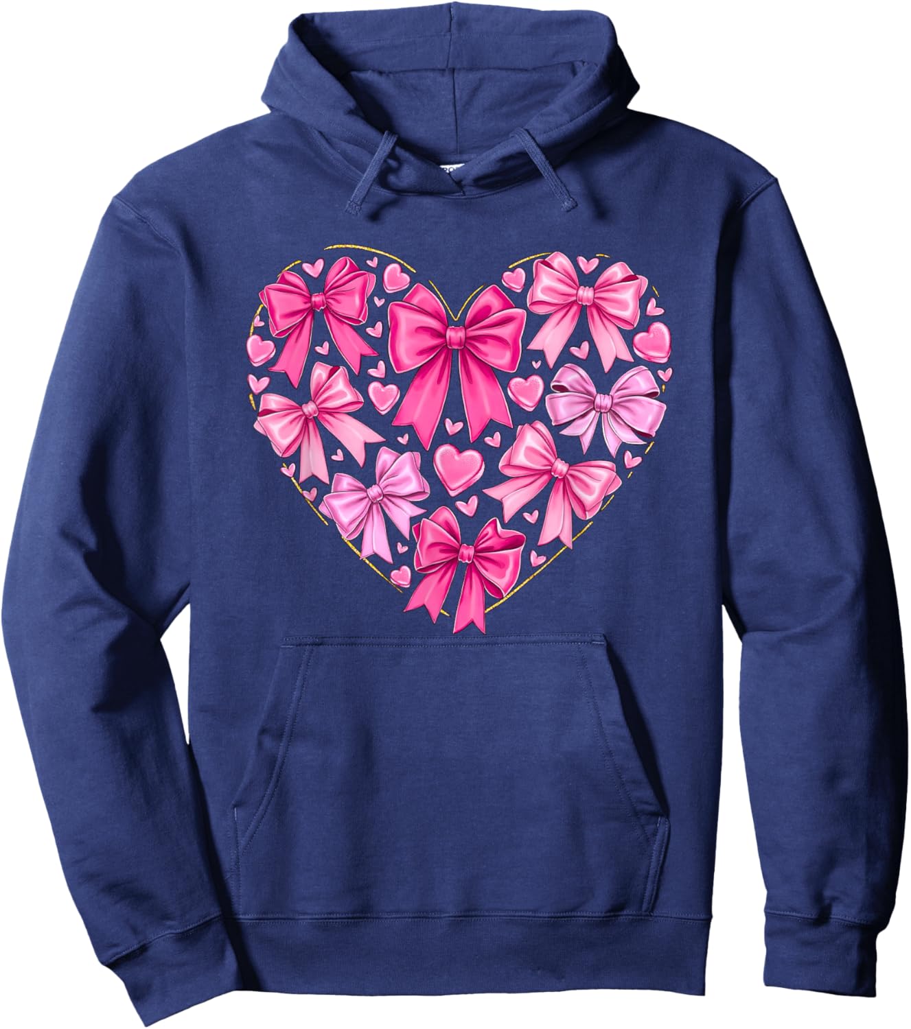 Coquette Bow Valentines Heart Bowknot Ribbon Women Girl Kid Hoodie - Hoodie | Navy