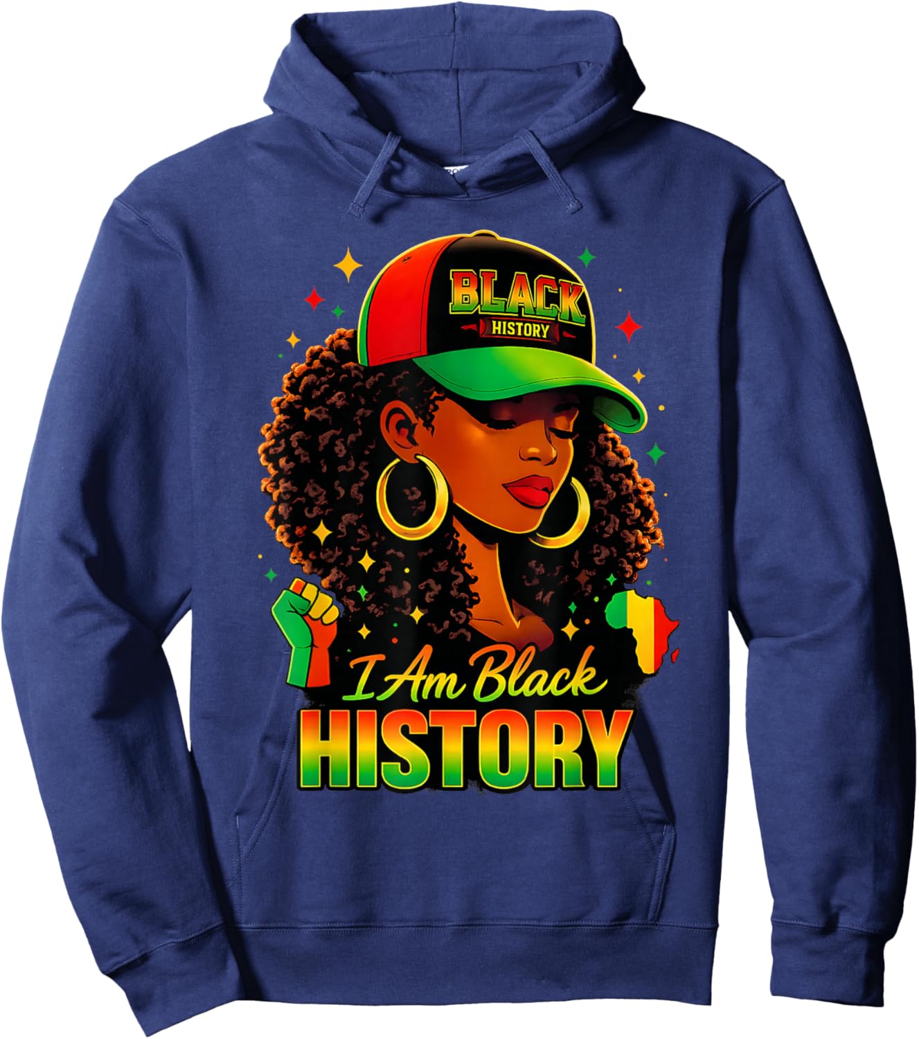 I Am Black History Women Girl Black History Month Juneteenth Hoodie - Hoodie | Navy