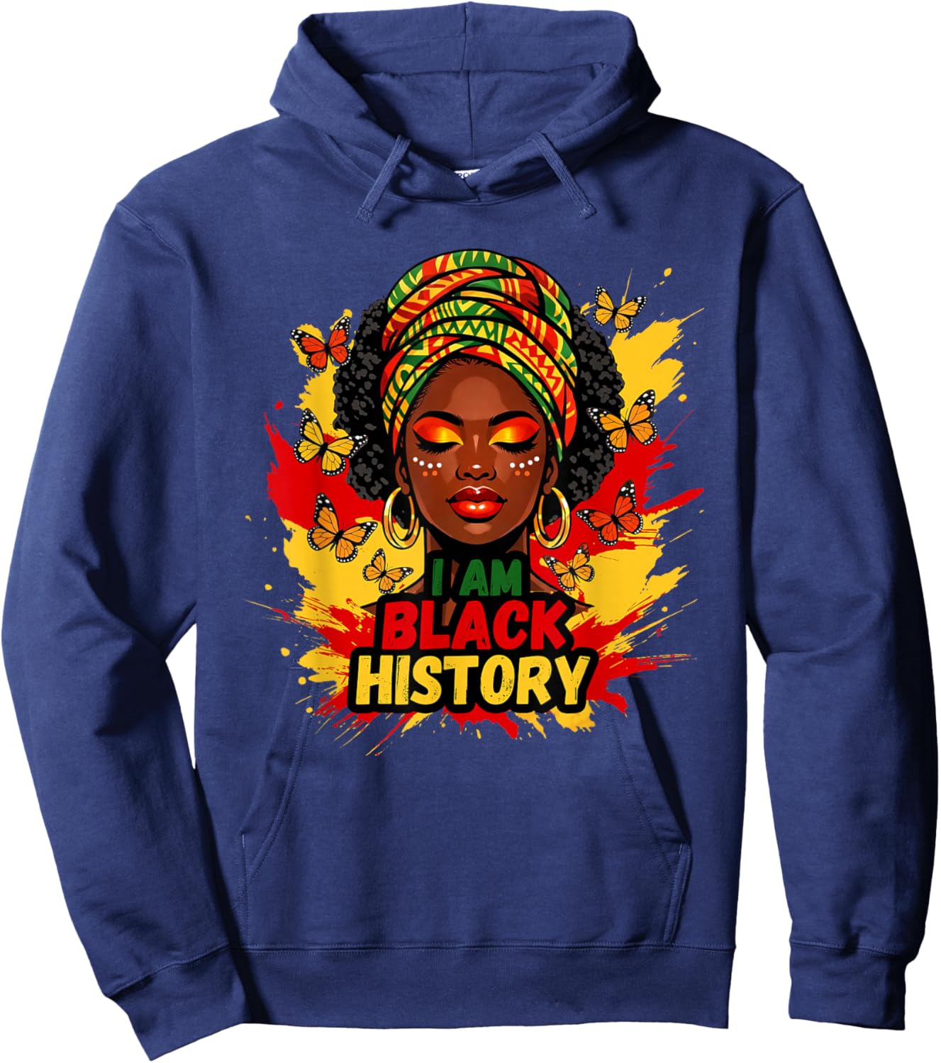 I-Am Black History Month Melanin African American Afro Women Hoodie - Hoodie | Navy