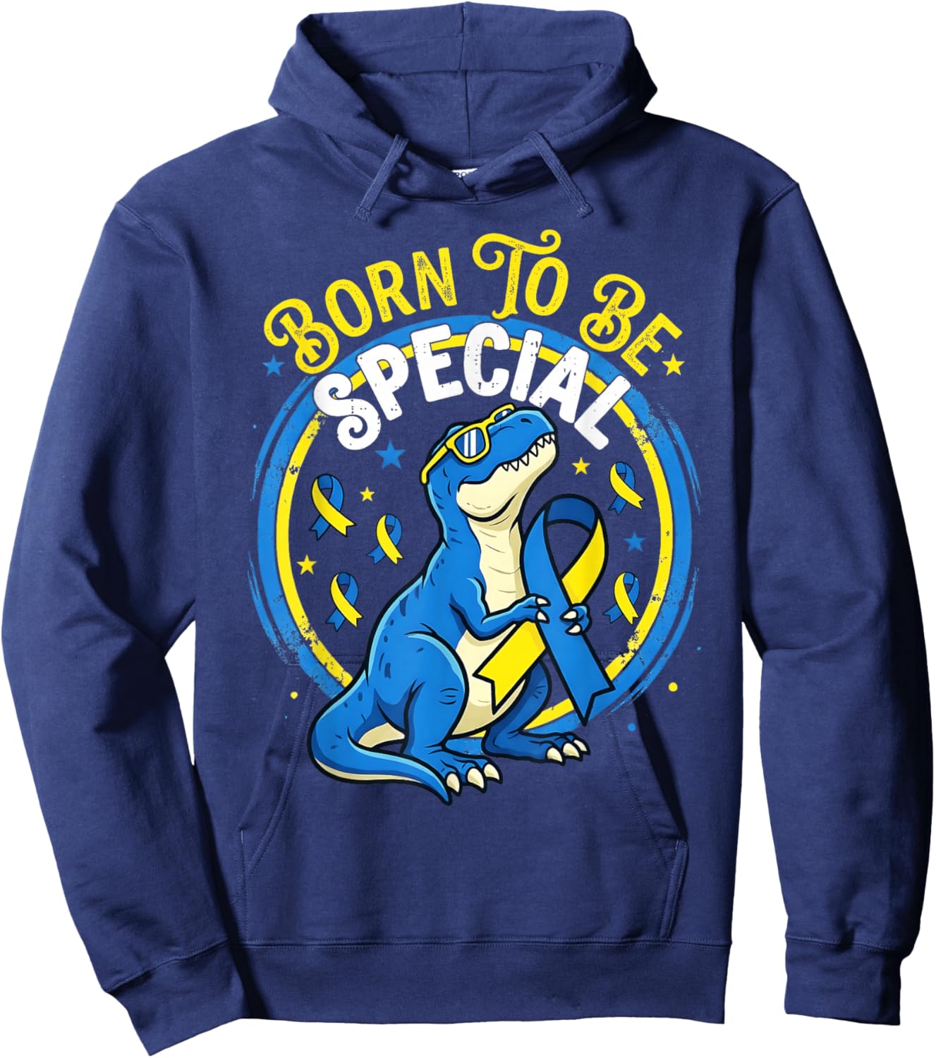 Down Syndrome Awareness T Rex Born to Be Special Toddler Boy Hoodie - Hoodie | Navy