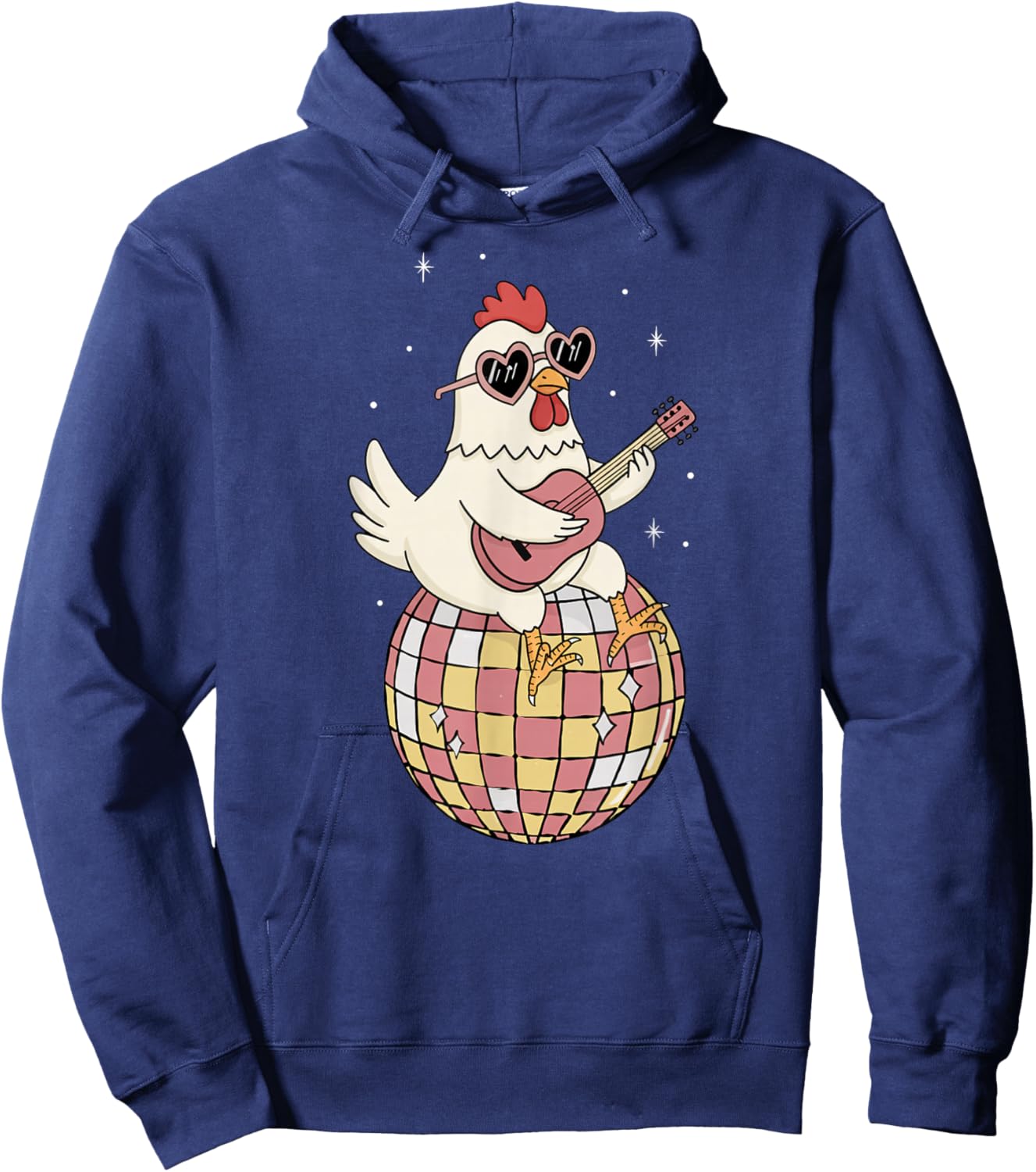 Funny Chicken Disco Dancing Ball Groovy Retro 80s Costume Hoodie - Hoodie | Navy