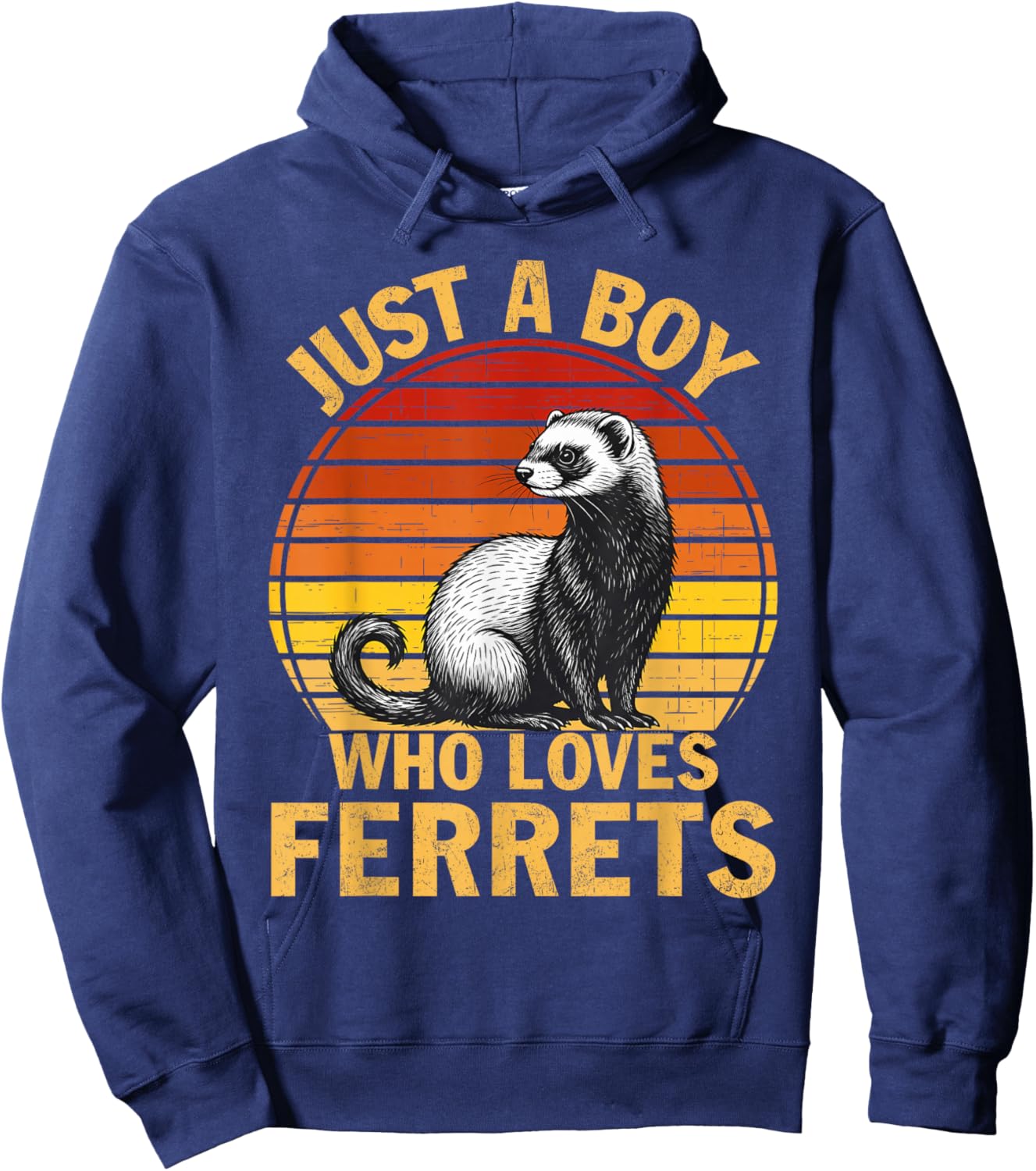 Retro Just A Boy Who Loves Ferrets Ferret Lover Hoodie - Hoodie | Navy