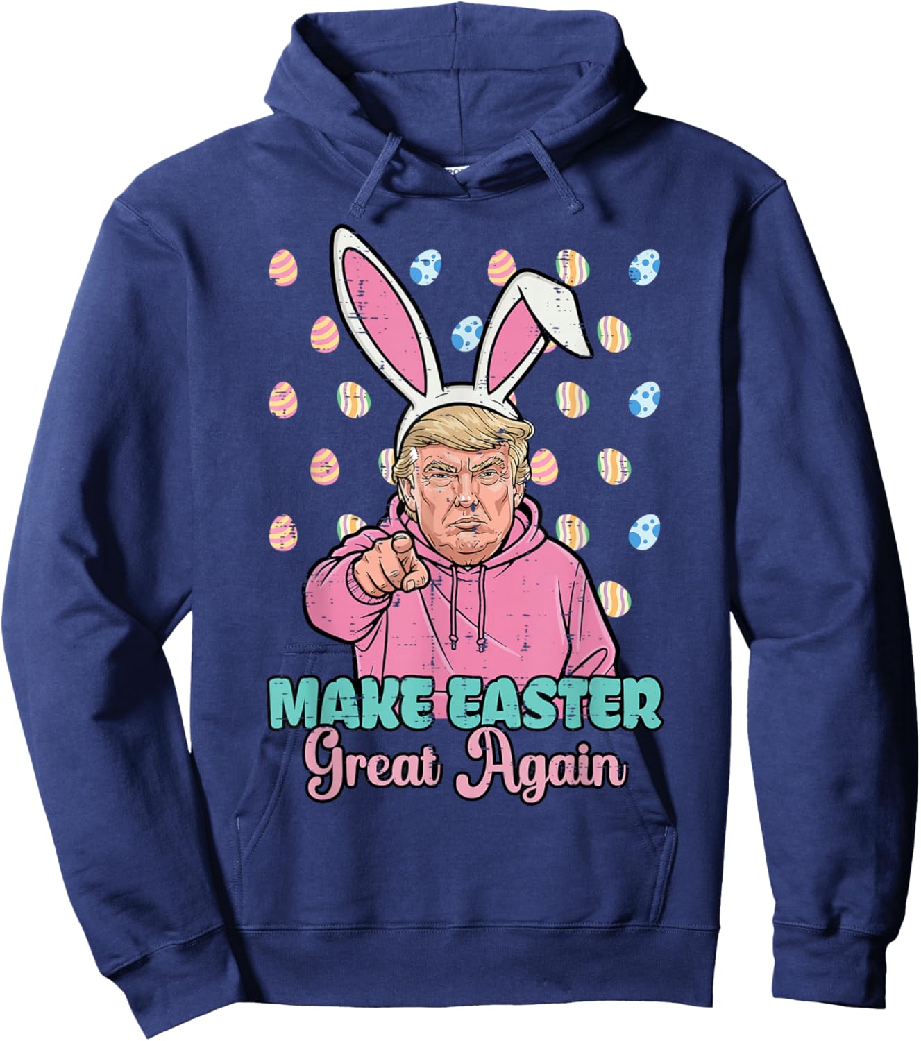 Make Easter Great Again Trump Bunny Funny Women Girls Kids Hoodie - Hoodie | Navy