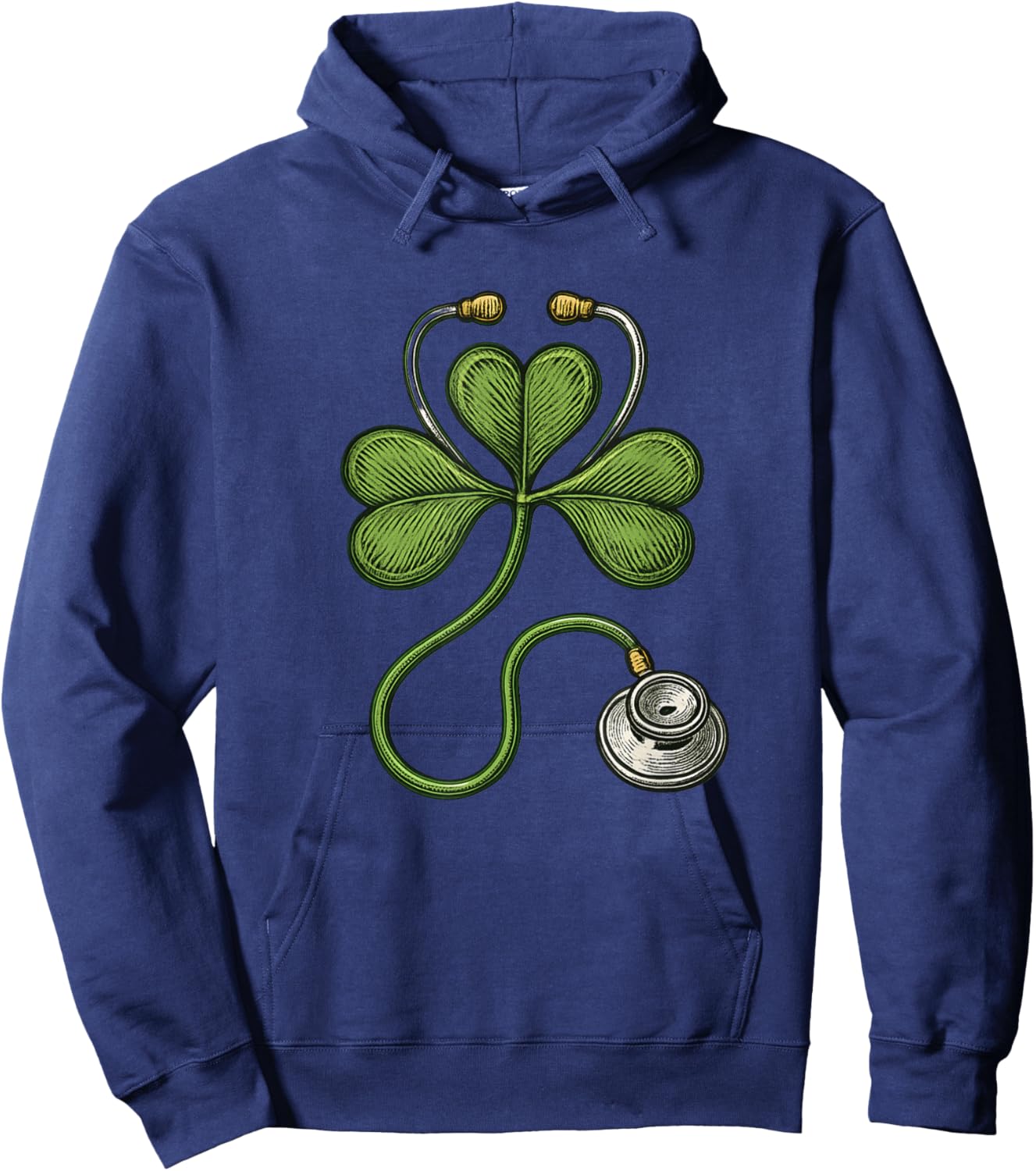 One Lucky Doctor Nurse St Patricks Day Stethoscope Shamrock Hoodie - Hoodie | Navy