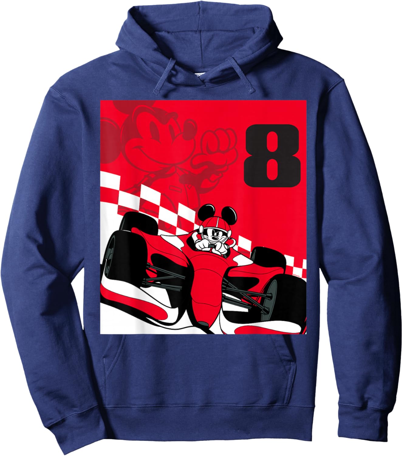 Disney Racing 8th Birthday 8 Years Old Mickey Mouse Race Car Hoodie - Hoodie | Navy