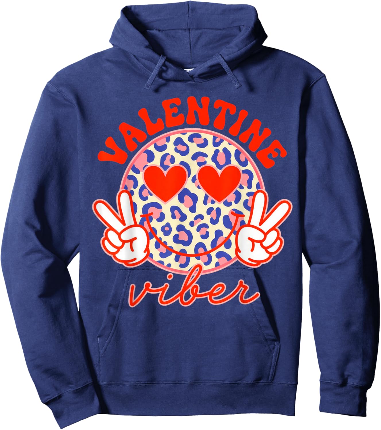 Groovy Valentine Vibes Valentines Hoodie - Hoodie | Navy