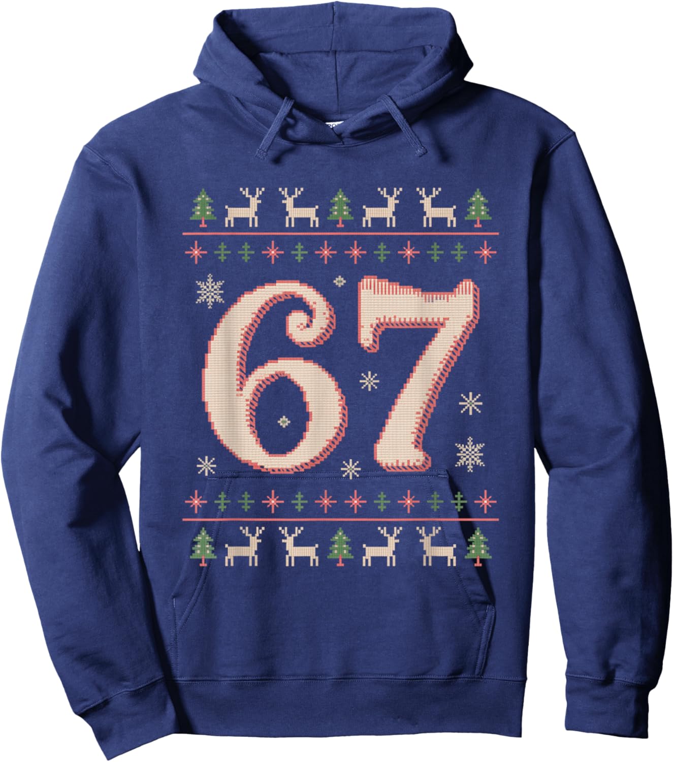 Christmas 67 Funny Xmas Six Seven Ugly Sweater 6-7 Hoodie - Hoodie | Navy
