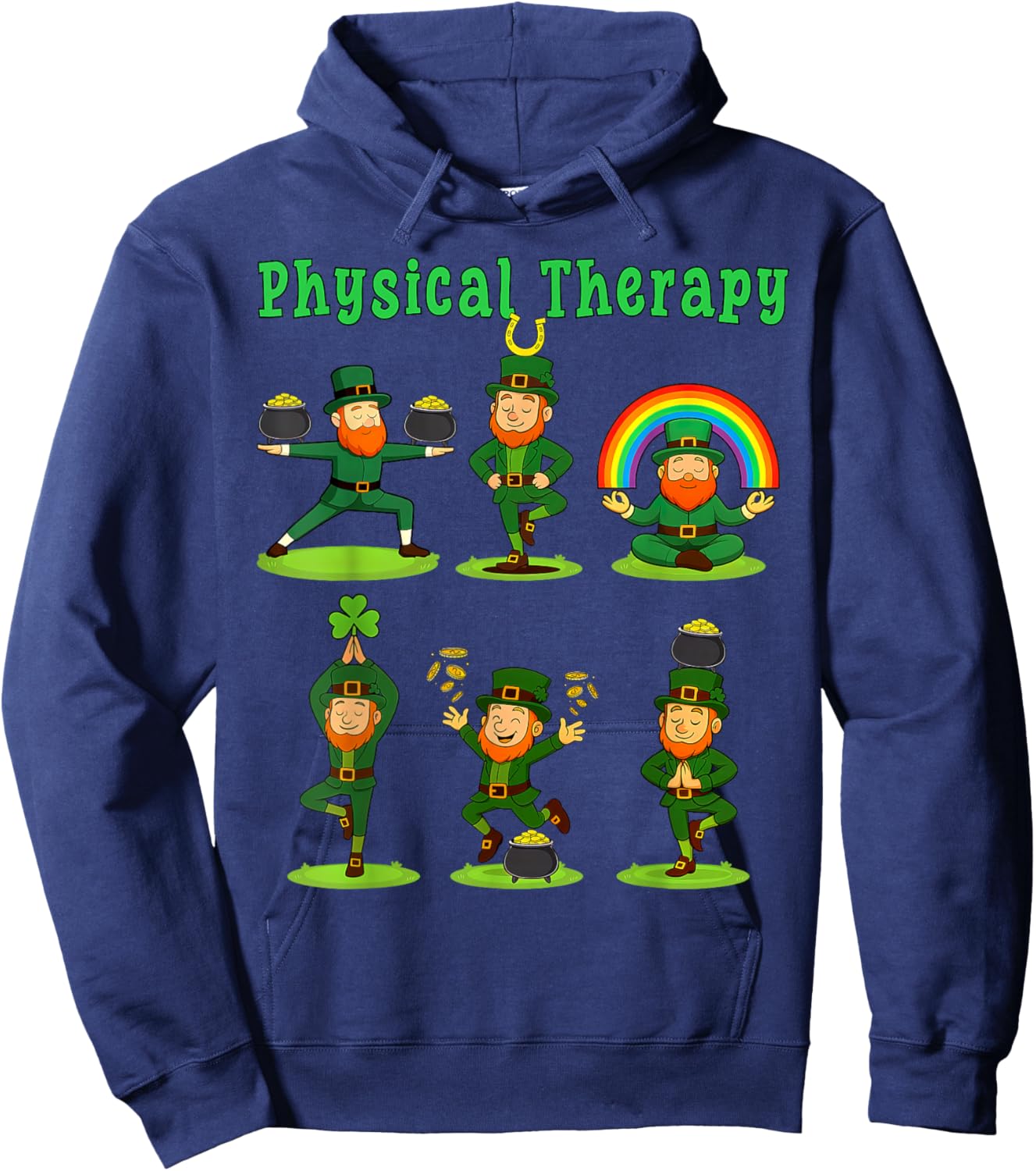 Leprechaun Physical Therapy St Patrick's Day PTA Therapist Hoodie - Hoodie | Navy