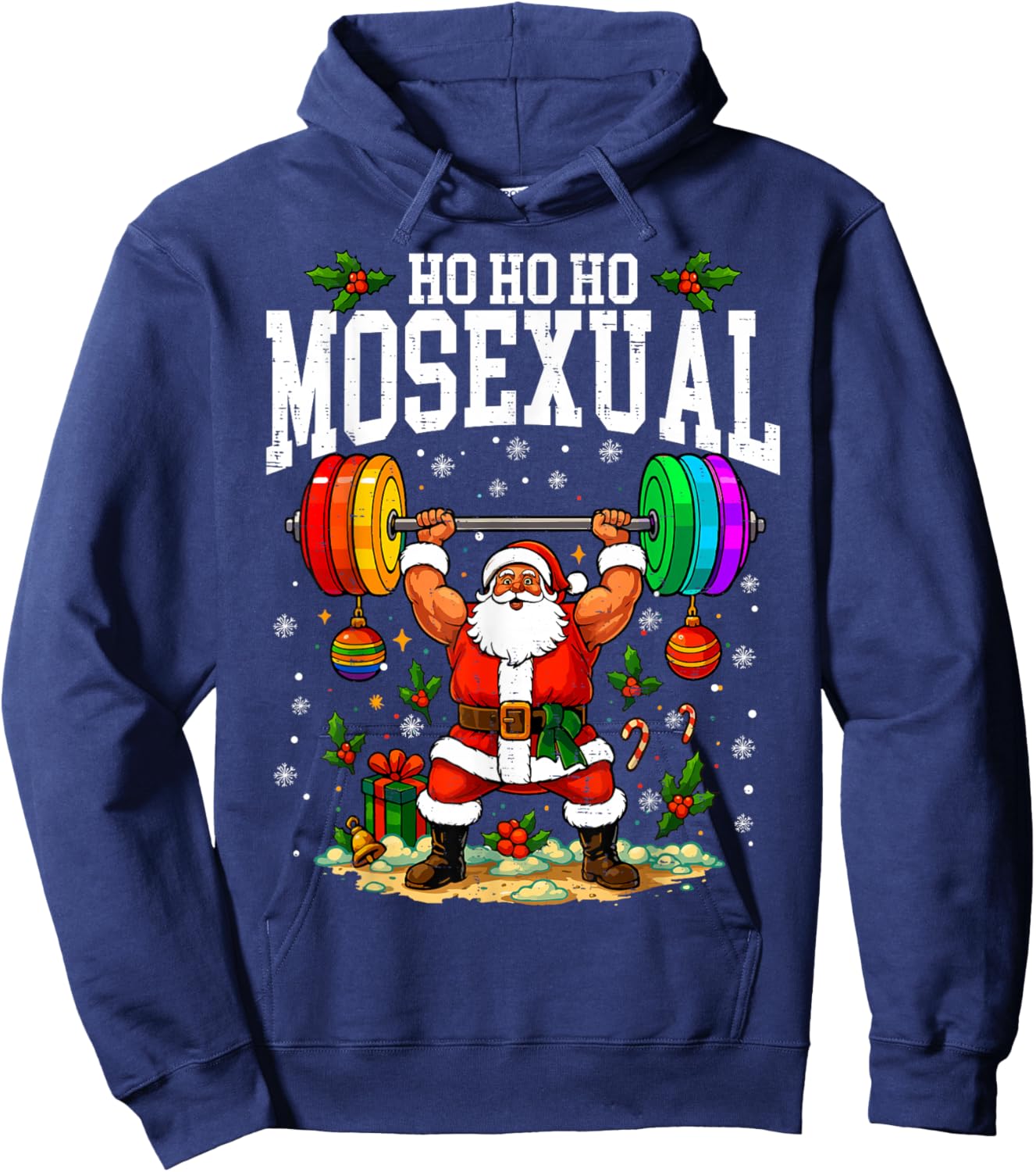 Christmas Ho Ho Ho Mosexual Gay Santa LGBT Pun Pride Hoodie - Hoodie | Navy