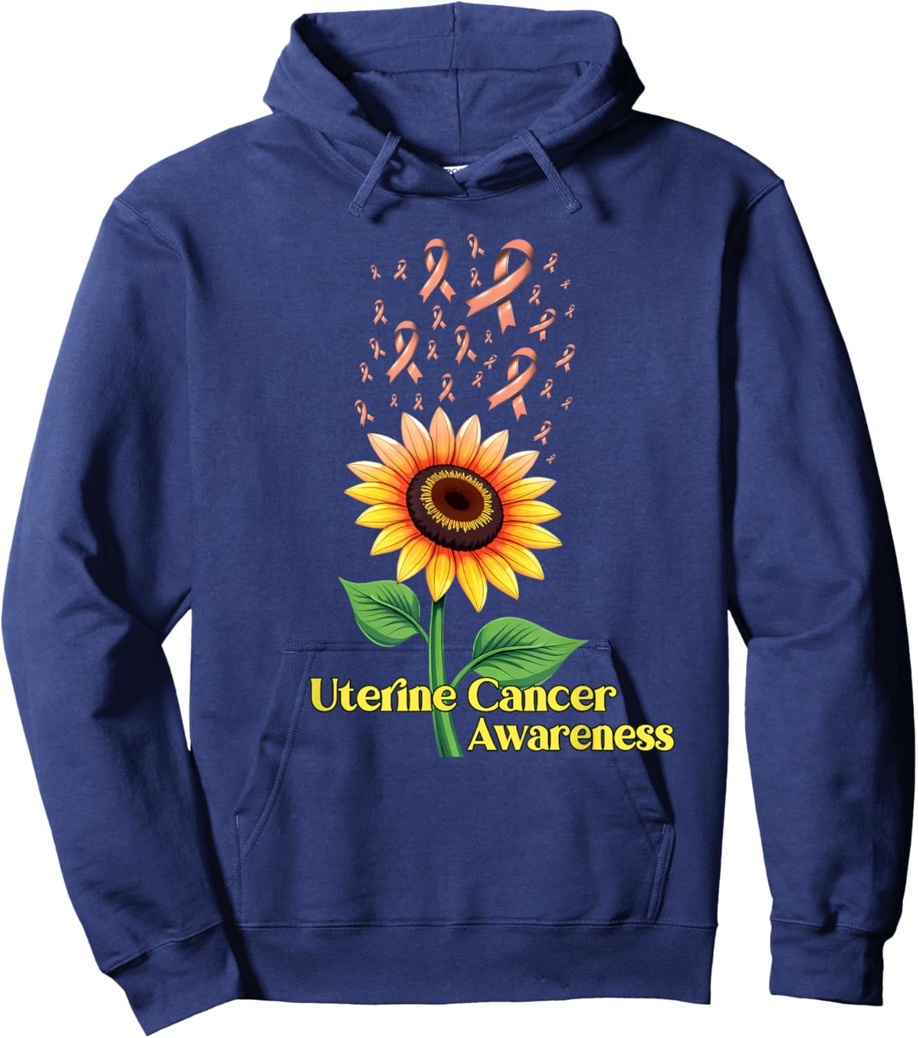 Uterine Cancer Awareness Sunflower Hoodie - Hoodie | Navy