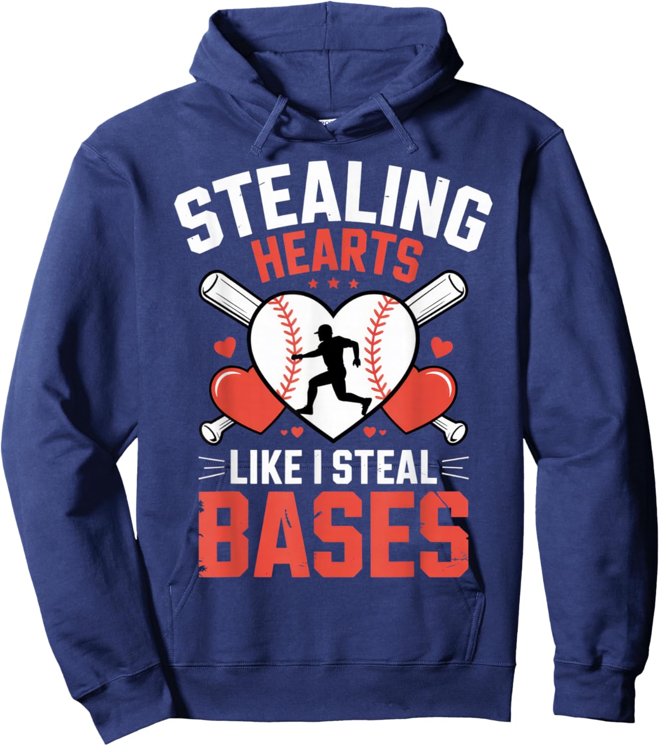 Stealing Hearts Like I Steal Bases Baseball Lover Funny Hoodie - Hoodie | Navy