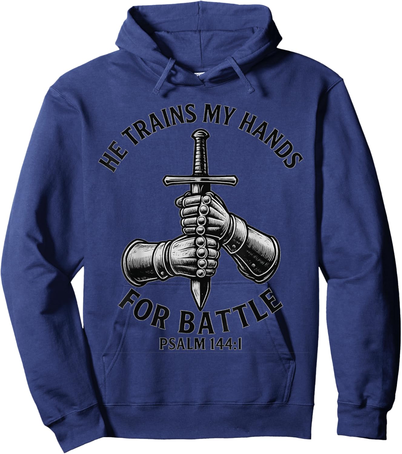 He Trains My Hands for Battle Faith-Inspired Christian Gift Hoodie - Hoodie | Navy