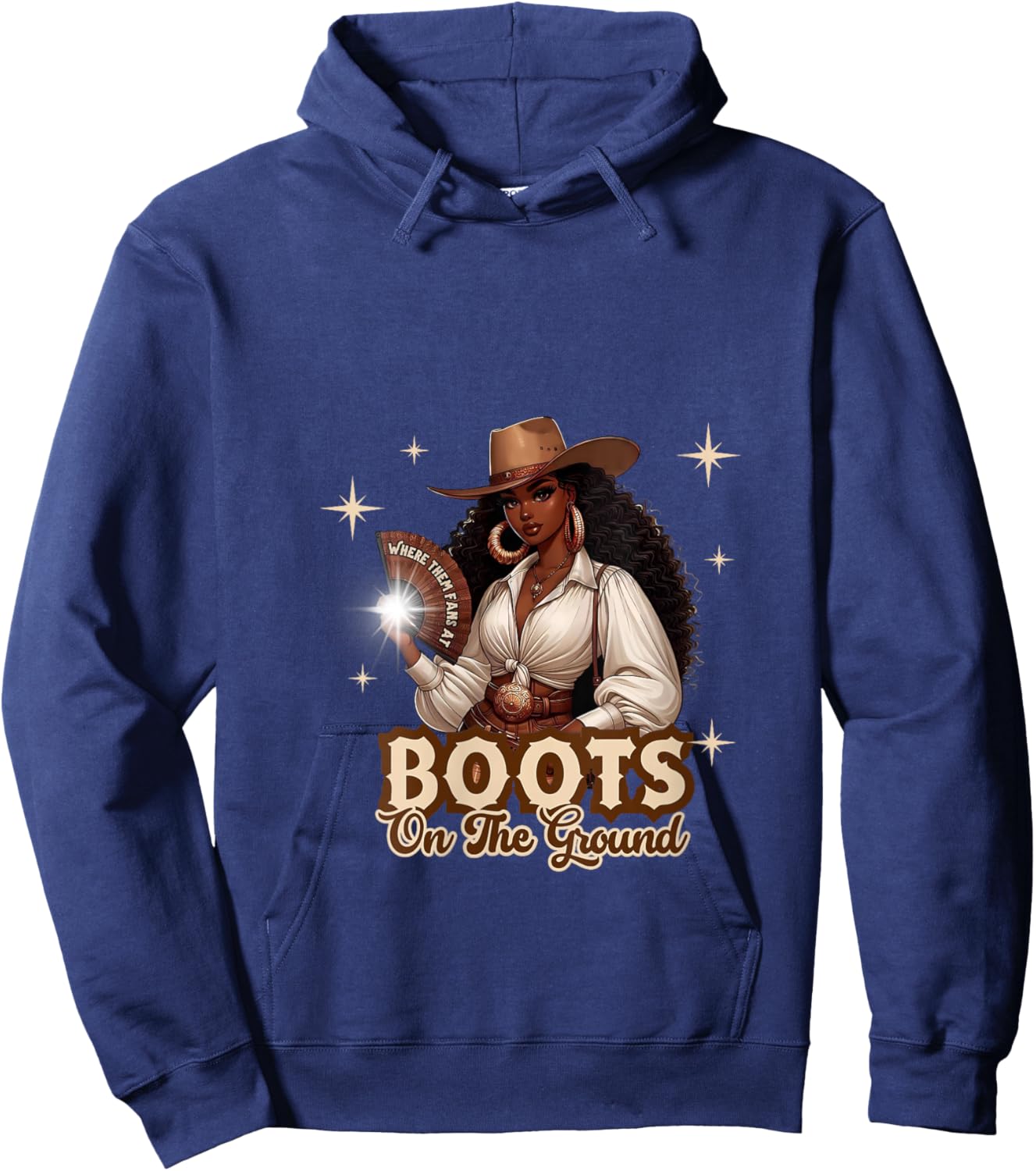 Boots On The Ground Cowgirl Western Black Girl Black History V-Neck Hoodie - Hoodie | Navy