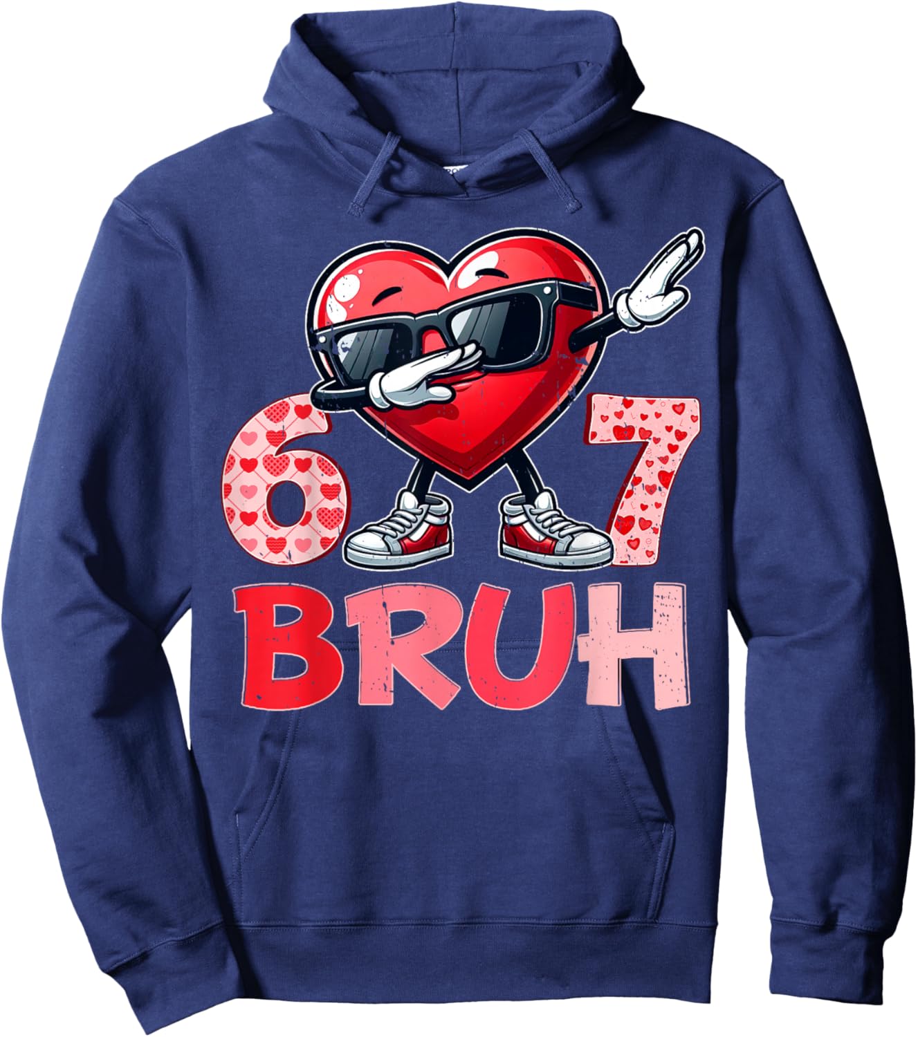 Bruh 67 Six Seven Heart Dabbing Valentines Day Shirts Boys Hoodie - Hoodie | Navy