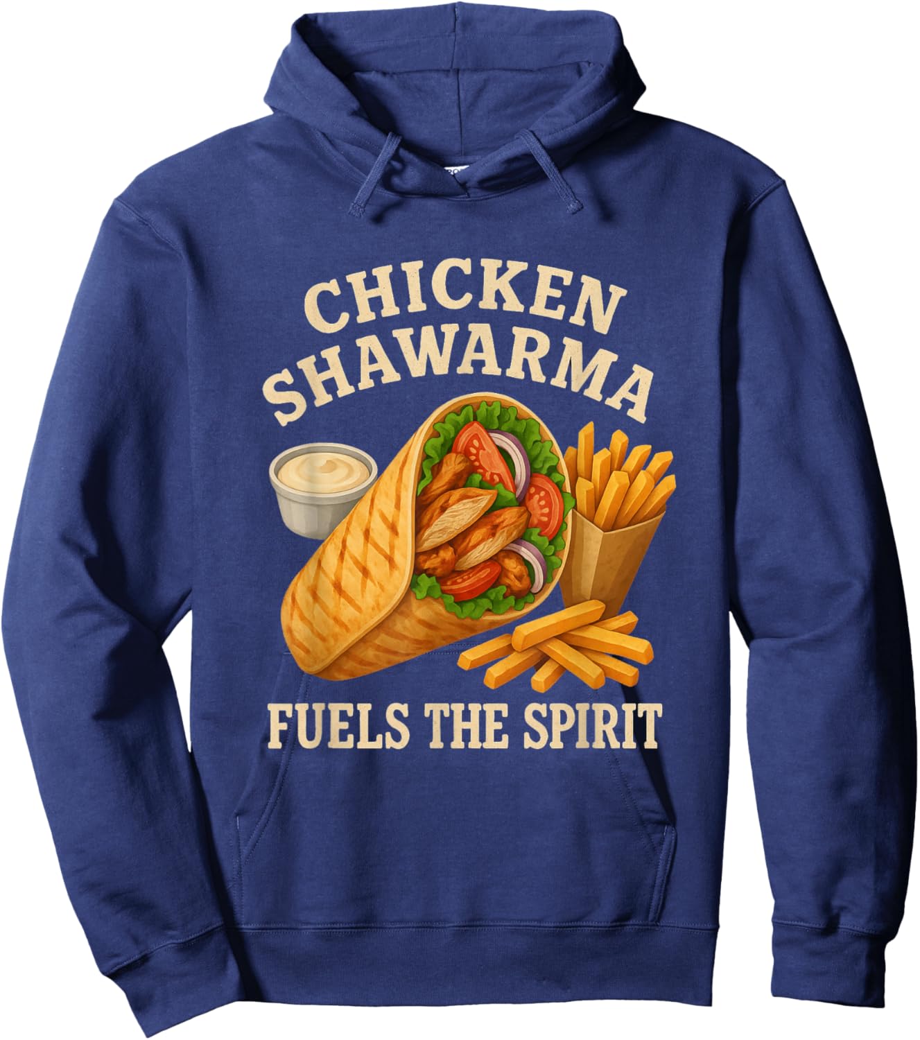 Chicken Shawarma Fuels The Spirit Funny Foodie Hoodie - Hoodie | Navy