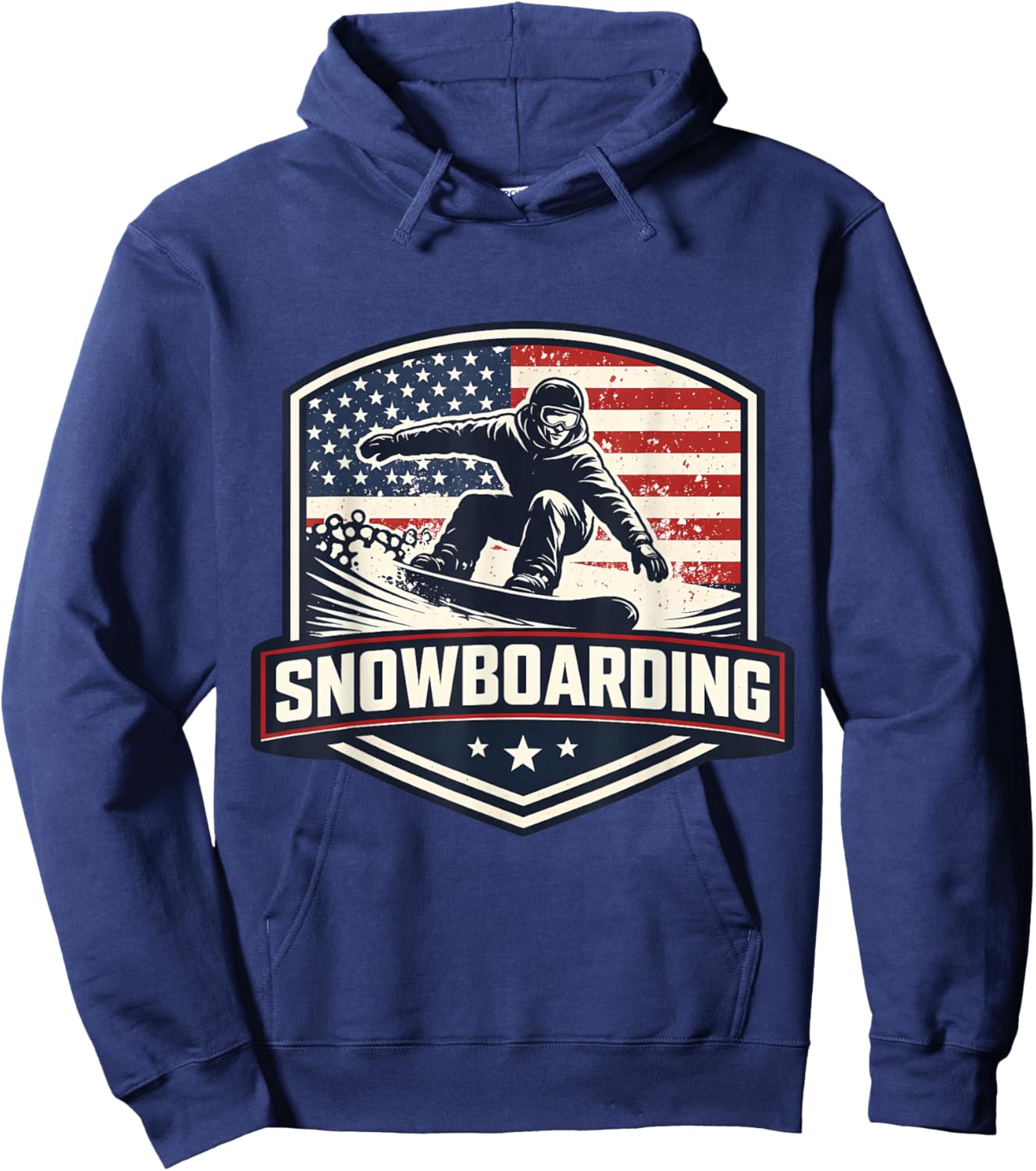 American Snowboarding Vintage USA Flag Snowboard Snowboarder Hoodie - Hoodie | Navy