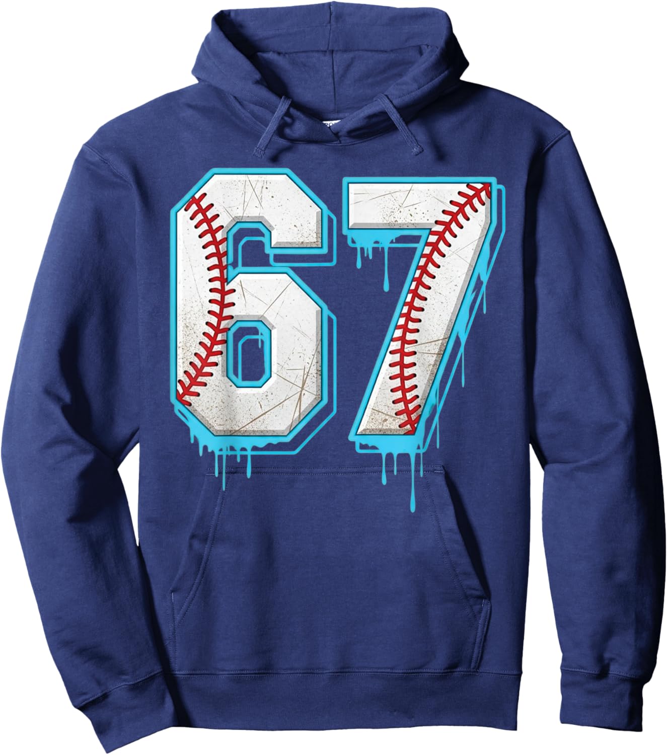 67 Baseball Drip Six Seven Funny 6 7 Meme for Boys Kids Hoodie - Hoodie | Navy