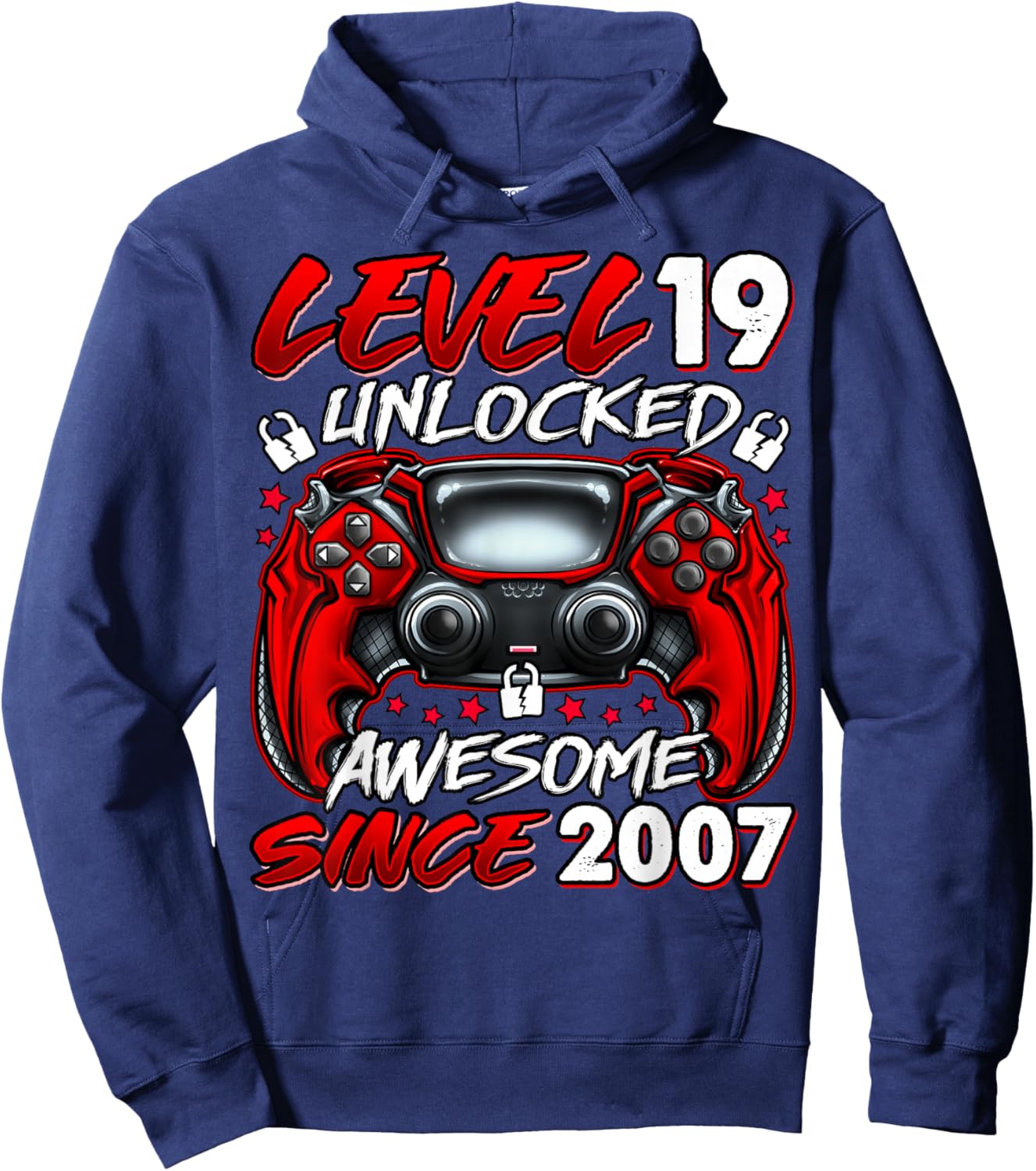 Level 19 Unlocked 19 Year Old Gifts Boys 19th Birthday Boy Hoodie - Hoodie | Navy