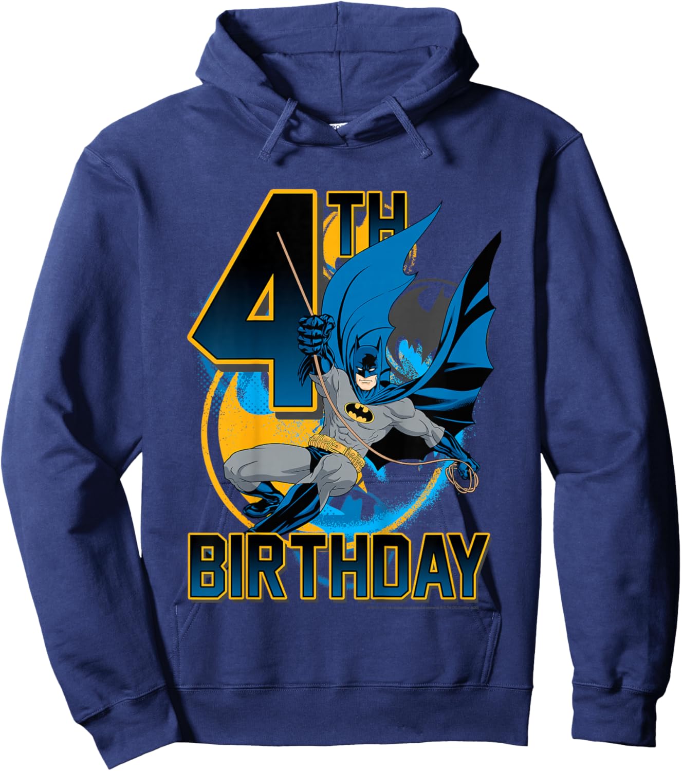 Kids DC Comics Batman 4th Birthday Bat Swing Action Poster Hoodie - Hoodie | Navy