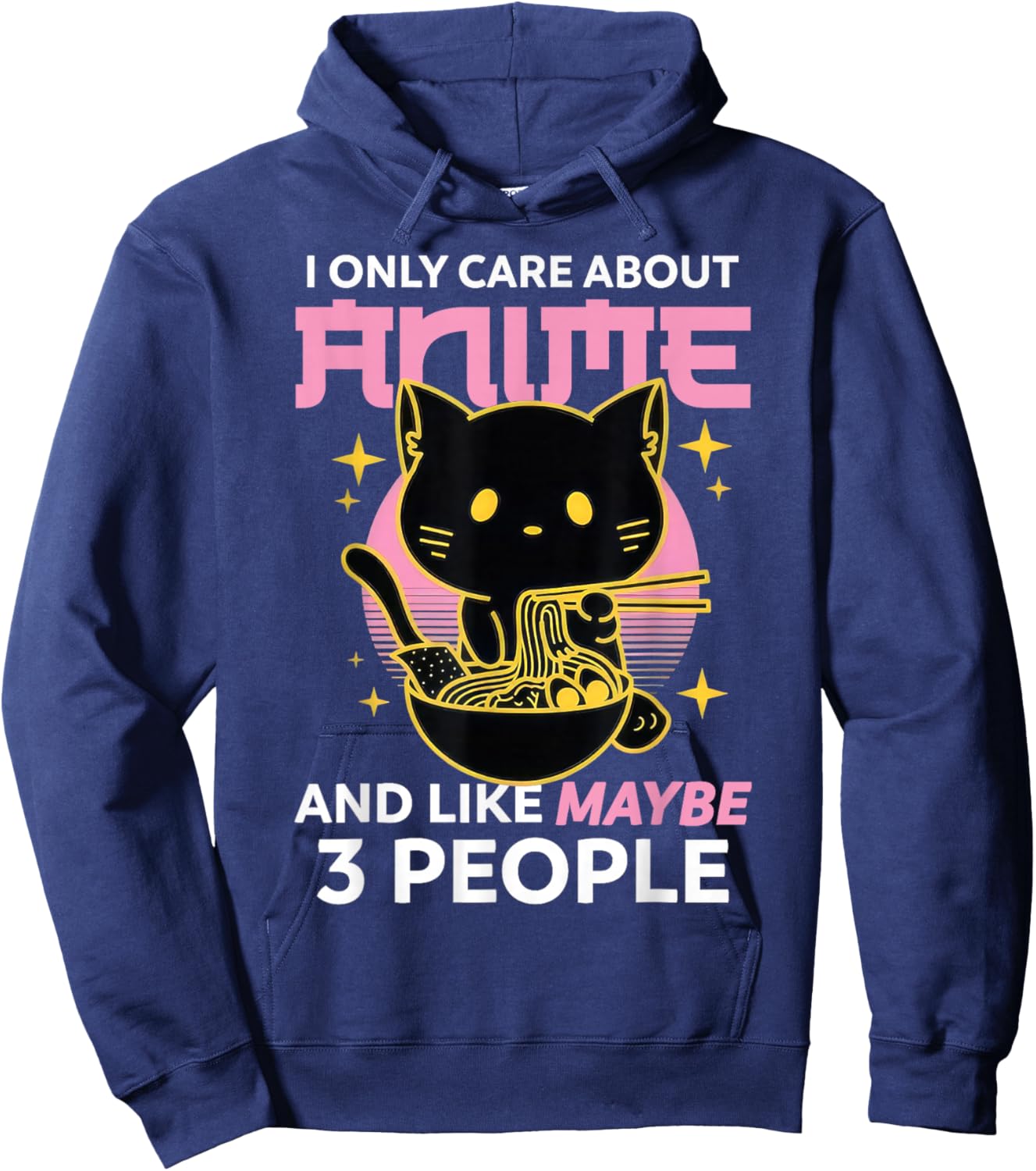 I Only Care About Anime and Like Maybe 3 People Chibi Anime Hoodie - Hoodie | Navy
