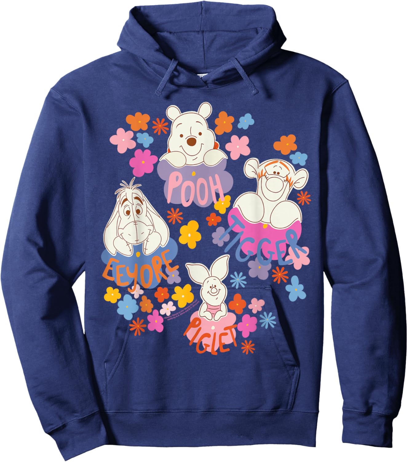 Disney Winnie The Pooh Spring Easter Friendly Flower Faces Hoodie - Hoodie | Navy