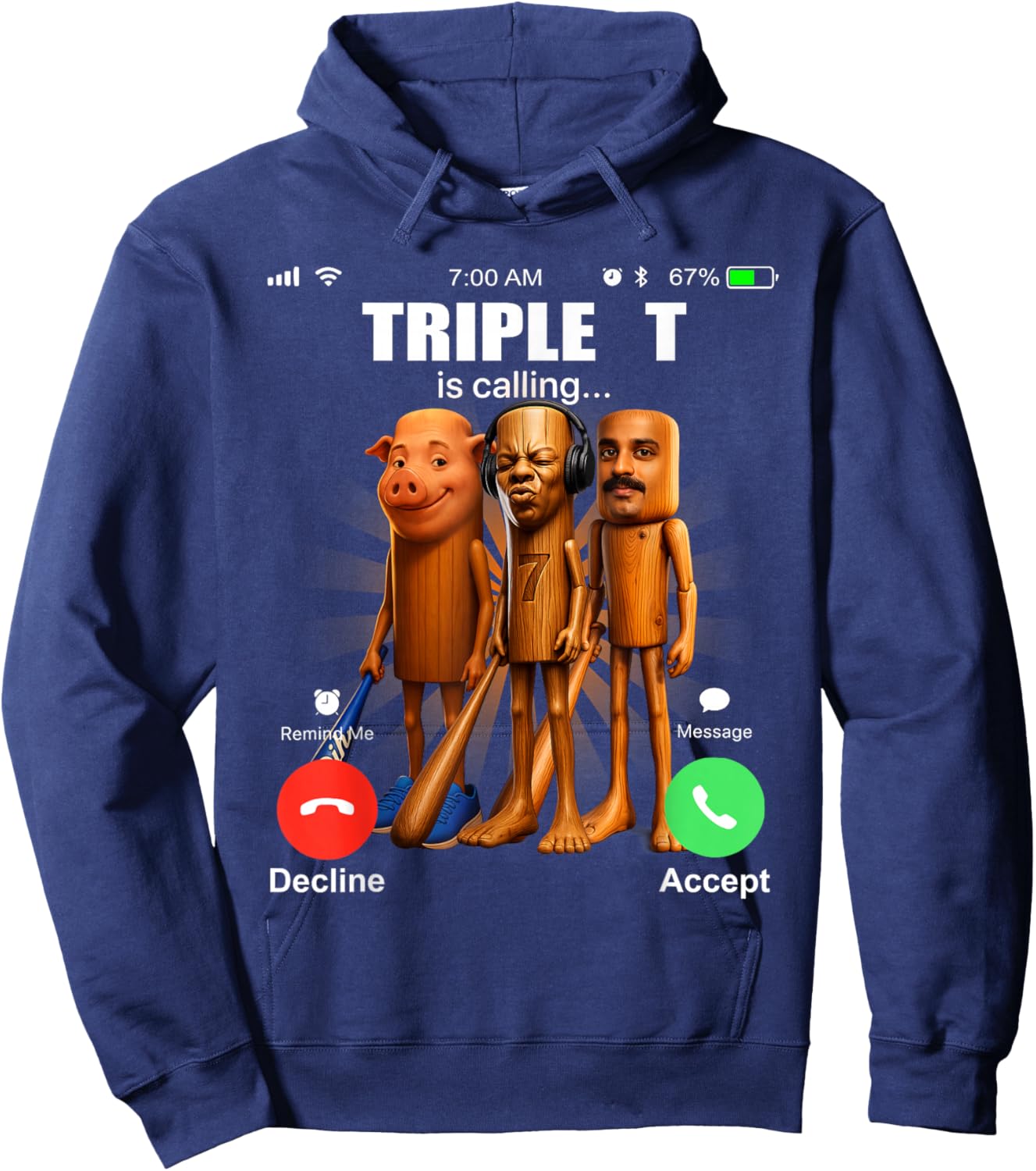 Funy Triple T Tung Tung Tung Speed John Pork Amir is Calling Hoodie - Hoodie | Navy