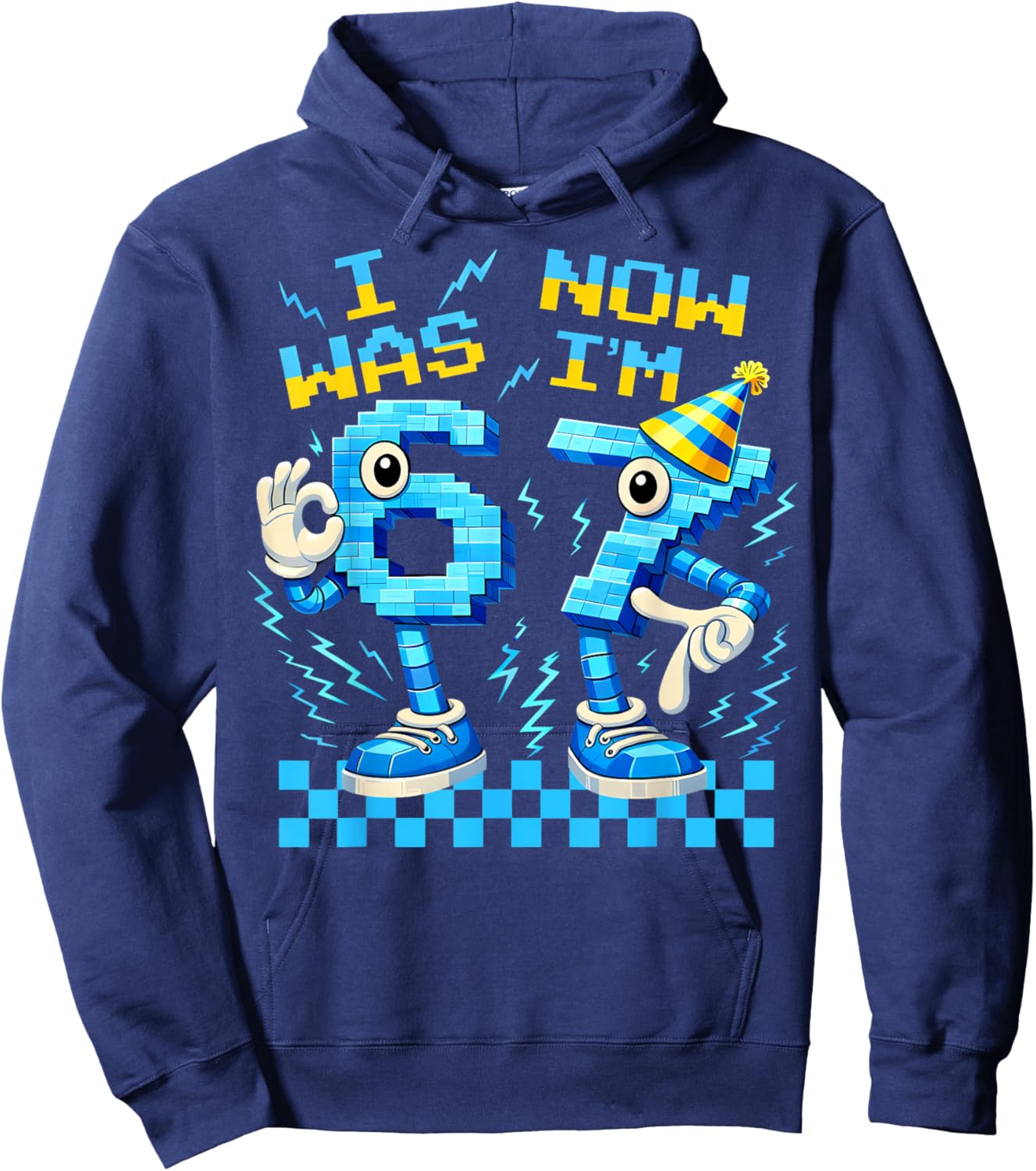 I was 6 Now I'm 7 Birthday Italian Brainrot Gift Boy Kid Hoodie - Hoodie | Navy