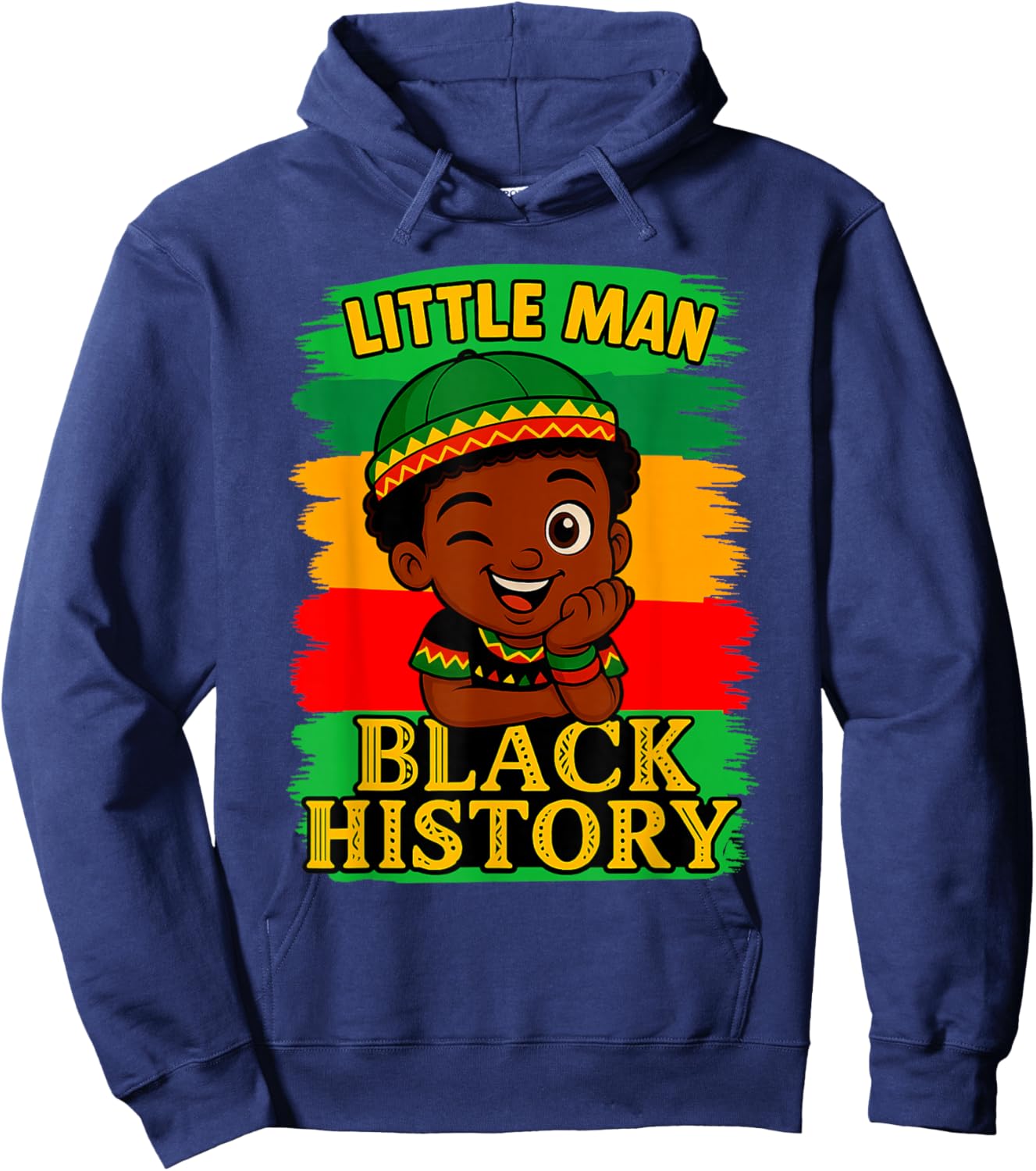 Little Men Black History Month 2026 Cute Afro Boy Design Hoodie - Hoodie | Navy