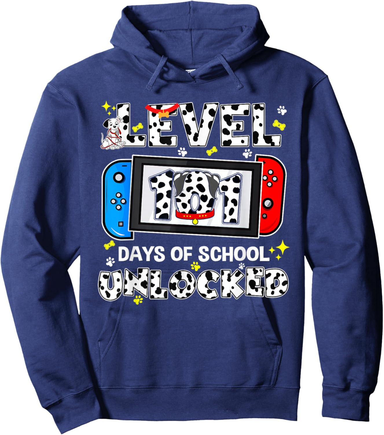 Level Unlocked Game Controller 101 Days School 100 Days Hoodie - Hoodie | Navy