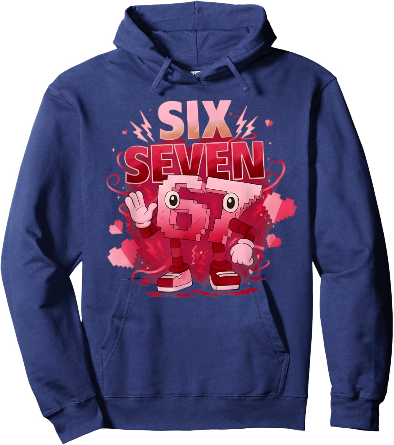 Six Seven Brainrot Italian Funny 67 Valentine Meme Kids Hoodie - Hoodie | Navy