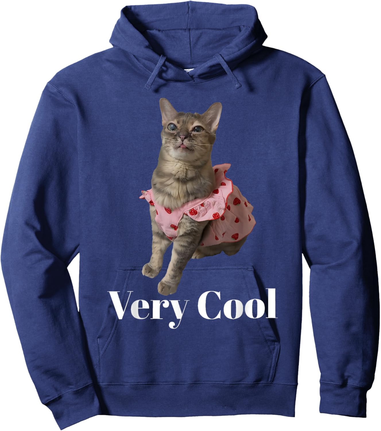 Gumbus Very Cool Strawberry Funny Brainrot Cat Dank Meme Hoodie - Hoodie | Navy